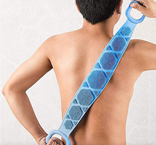 Naidev Long Exfoliating Silicone Bath Towel - Back Scrubber & Massage Brush for Deep Cleansing & Skin Renewal (Gray) | Perfect for Shower, Spa & Body Care Routine