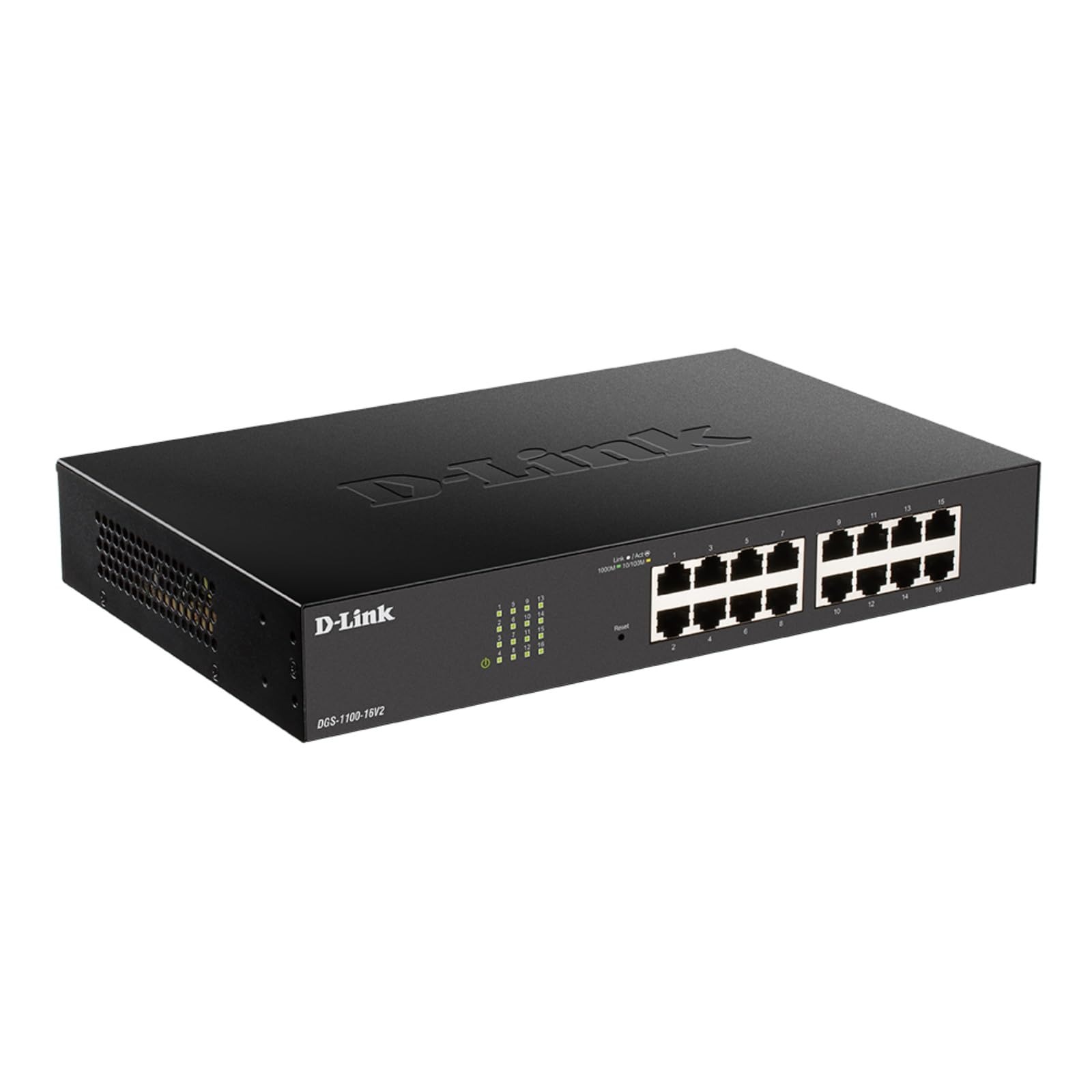 D-Link 16-Port Gigabit Smart Managed Switch | 16 GbE Ports | Layer 2 VLAN | Web Management | Desktop/Rack Mount | Fanless Design | NDAA Compliant | Lifetime Warranty (DGS-1100-16V2) | Ideal for Small Business Networks & Home Offices