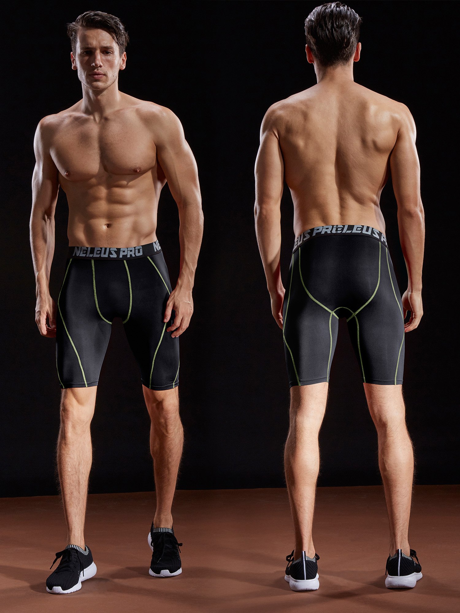 NELEUS Men's Compression Shorts 3-Pack - Moisture Wicking, Breathable & Anti-Chafing Workout Shorts for Running, Gym & Sports