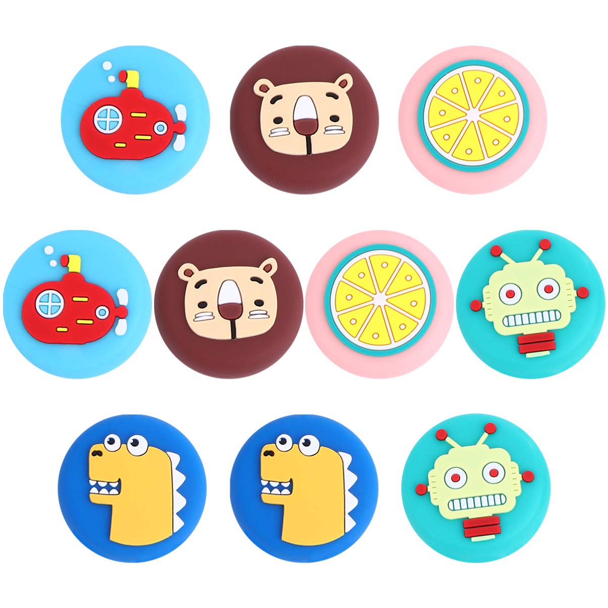 10pcs Cartoon Door Handle Protectors - Adhesive Wall Pads for Bedroom & Office