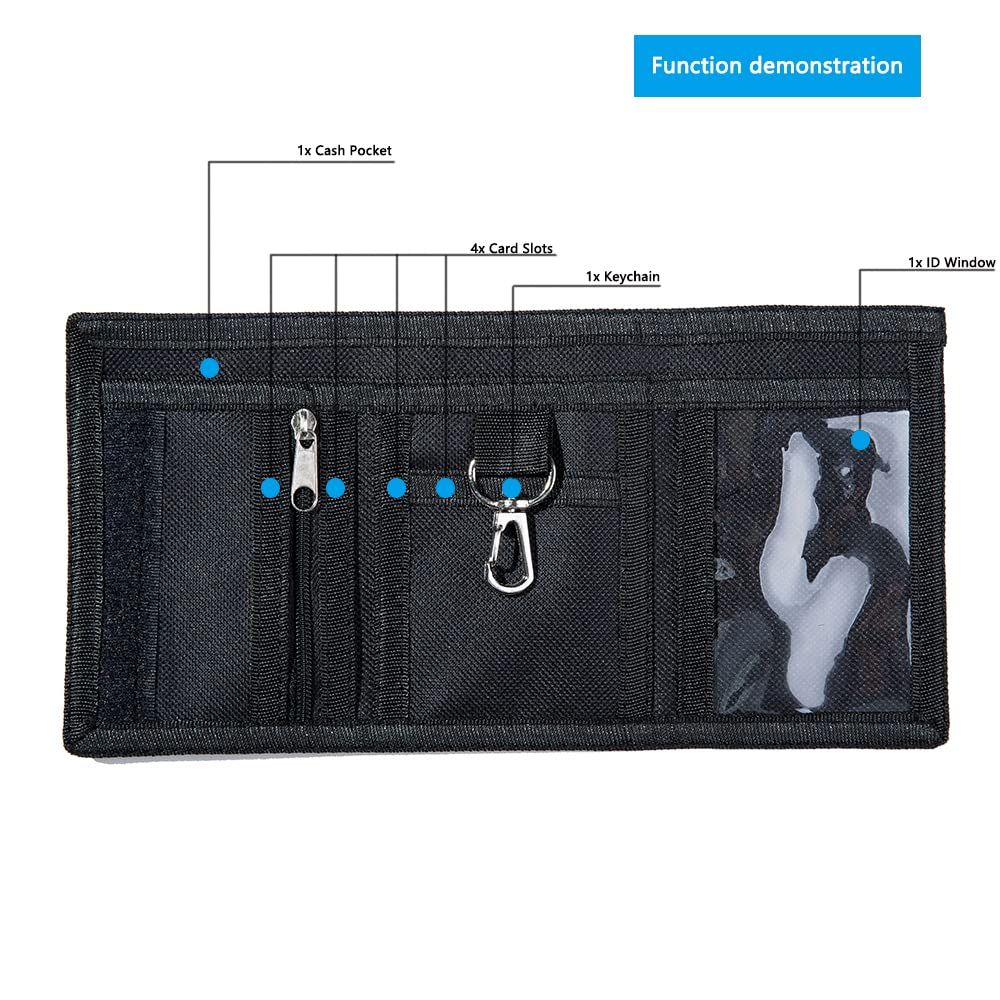 RFID Blocking Kids Wallet for Boys & Girls Ages 4-14 | Secure Trifold Wallet with Zipper Coin Pocket | Perfect Birthday & Christmas Gift for Children (Dark Blue) | Great for School, Travel & Daily Use