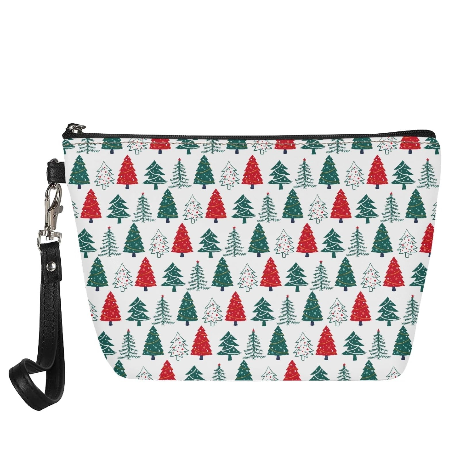 Christmas Tree Print Waterproof Cosmetic Pouch - Holiday Themed Women's Small Makeup Bag for Purse | Perfect for Travel, Gift Giving & Christmas Party Essentials