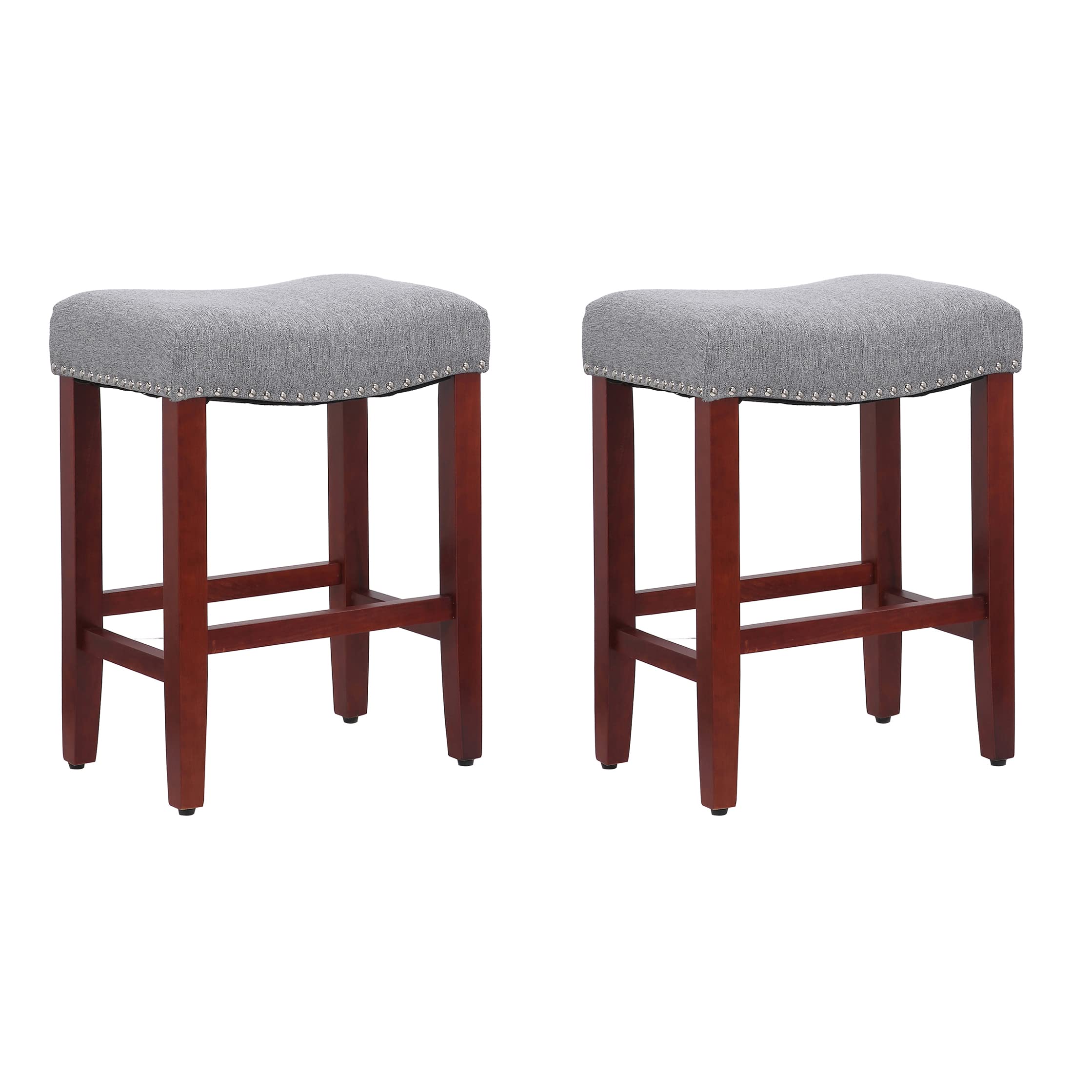 2-Pack Gray Upholstered Counter Stools 24