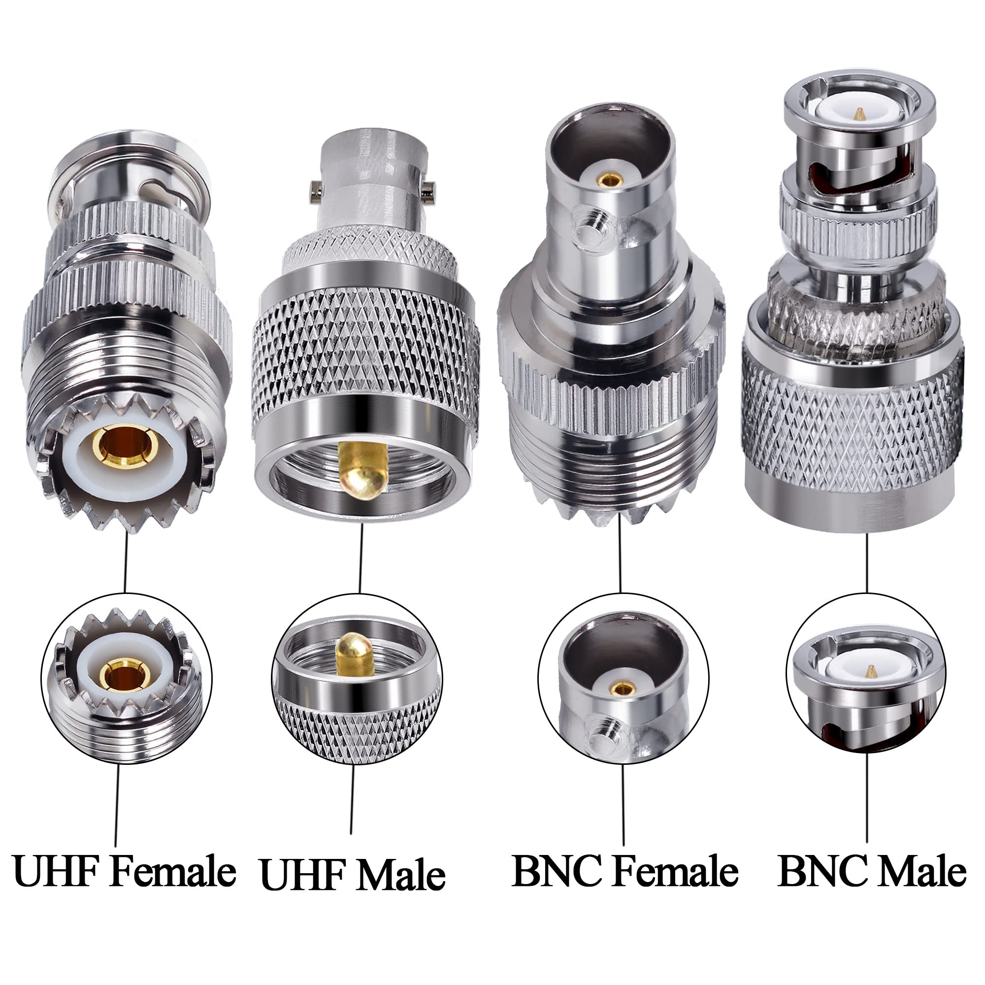 TUOLNK 4pcs PL259 to BNC Adapter Kit - SO239 Male to BNC Female Coaxial Cable Connector for CB Radio, Antenna, Ham Radio, CCTV, and Extension Cables - Perfect for Signal Transmission and Equipment Connection