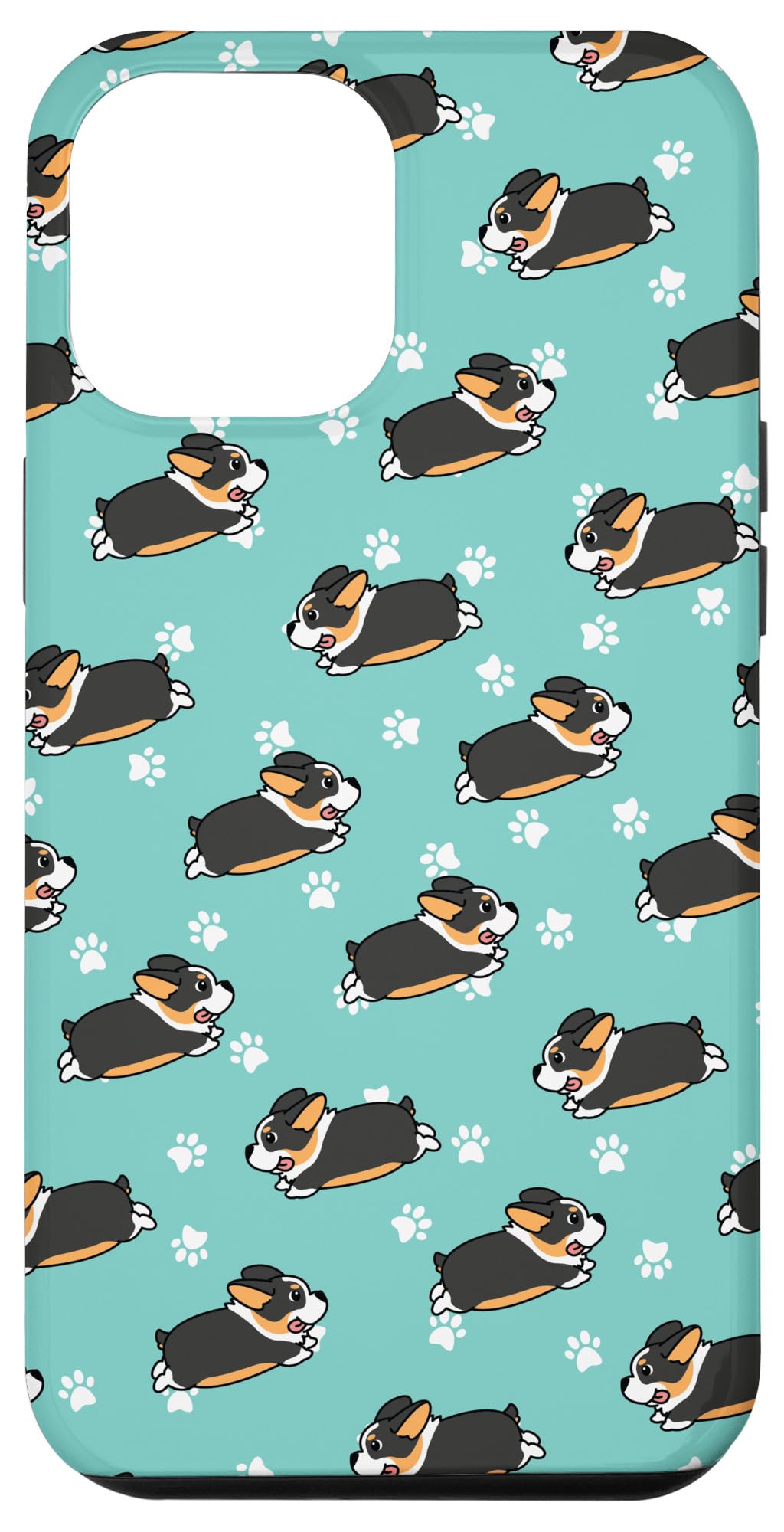 Funny Chonk Running Black Tricolor Corgi Lover iPhone 12 Pro Max Case - Cute Dog Pattern Phone Cover for Apple iPhone 12 Pro Max - Perfect Gift for Pet Lovers & Corgi Enthusiasts