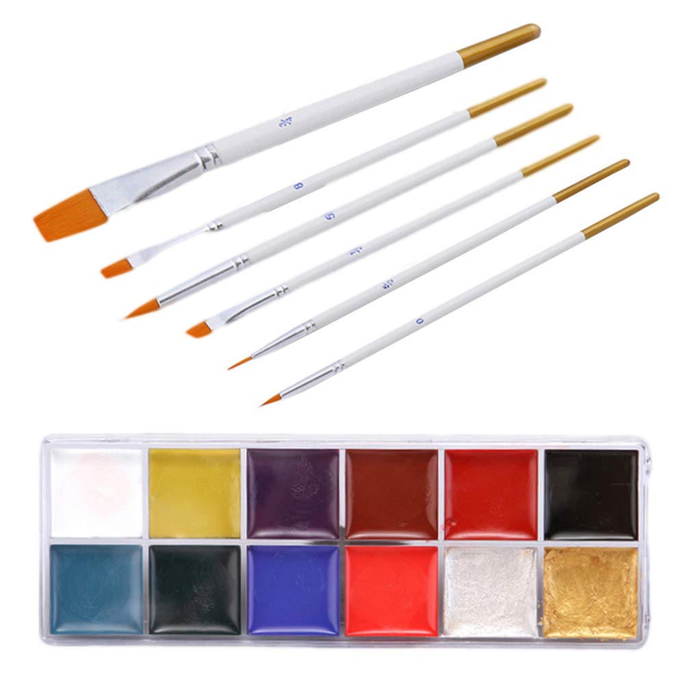 **Luxshiny Kids Makeup Set - 12 Color Face Paint Kit with 6 Brush Pens for Halloween, Costume Parties & Creative Play | Safe & Washable Non-Toxic Makeup for Boys & Girls**    *(Use for Halloween costumes, birthday parties, school plays, dress-up fun, and creative face painting at home or events!)*