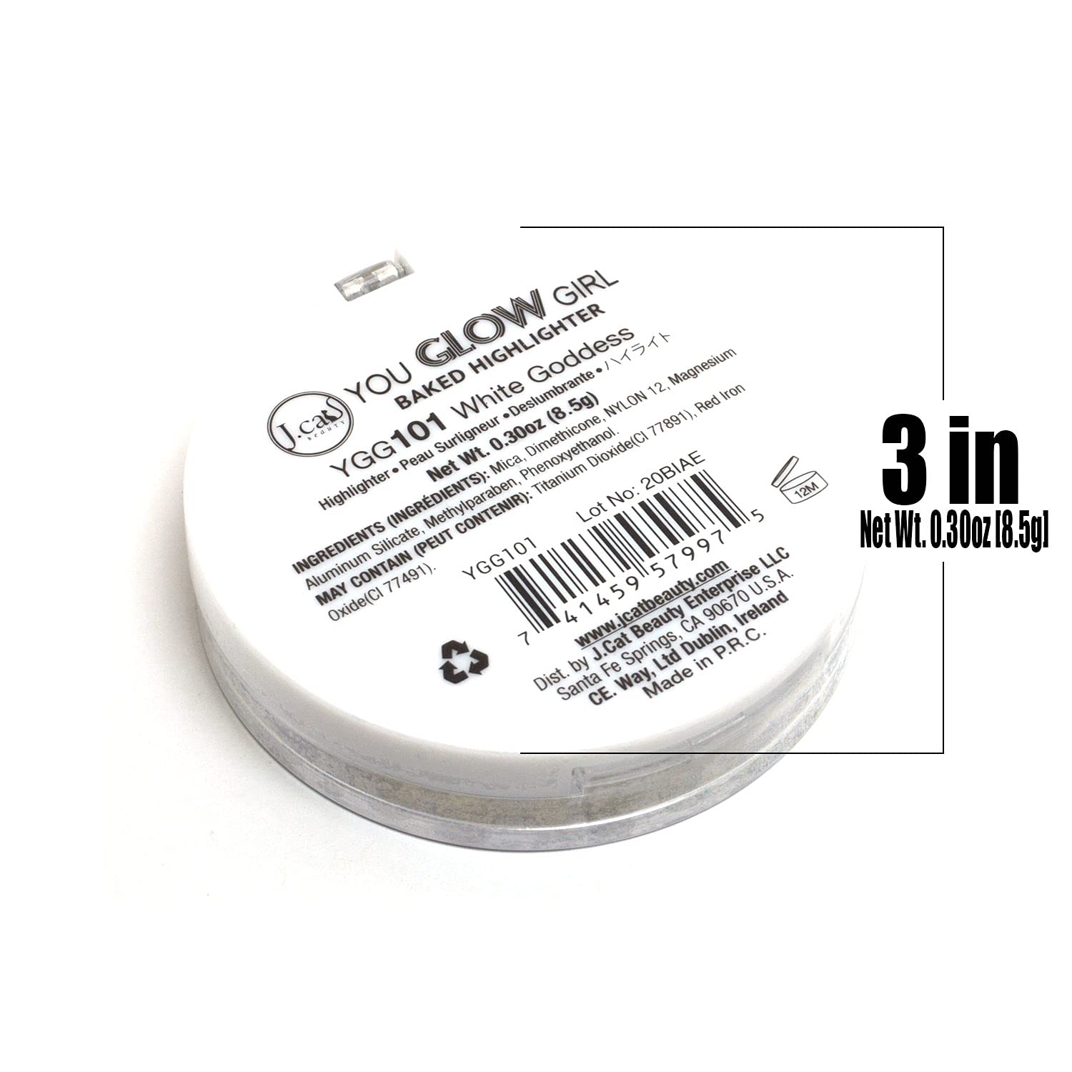 JCAT Beauty You Glow Girl Baked Highlighter - YGG101 White Goddess | Vegan & Cruelty-Free Makeup Highlighter Palette with Free Zipper Pouch | Perfect for Contouring, Highlighting & Glowing Skin for Parties, Weddings & Everyday Wear