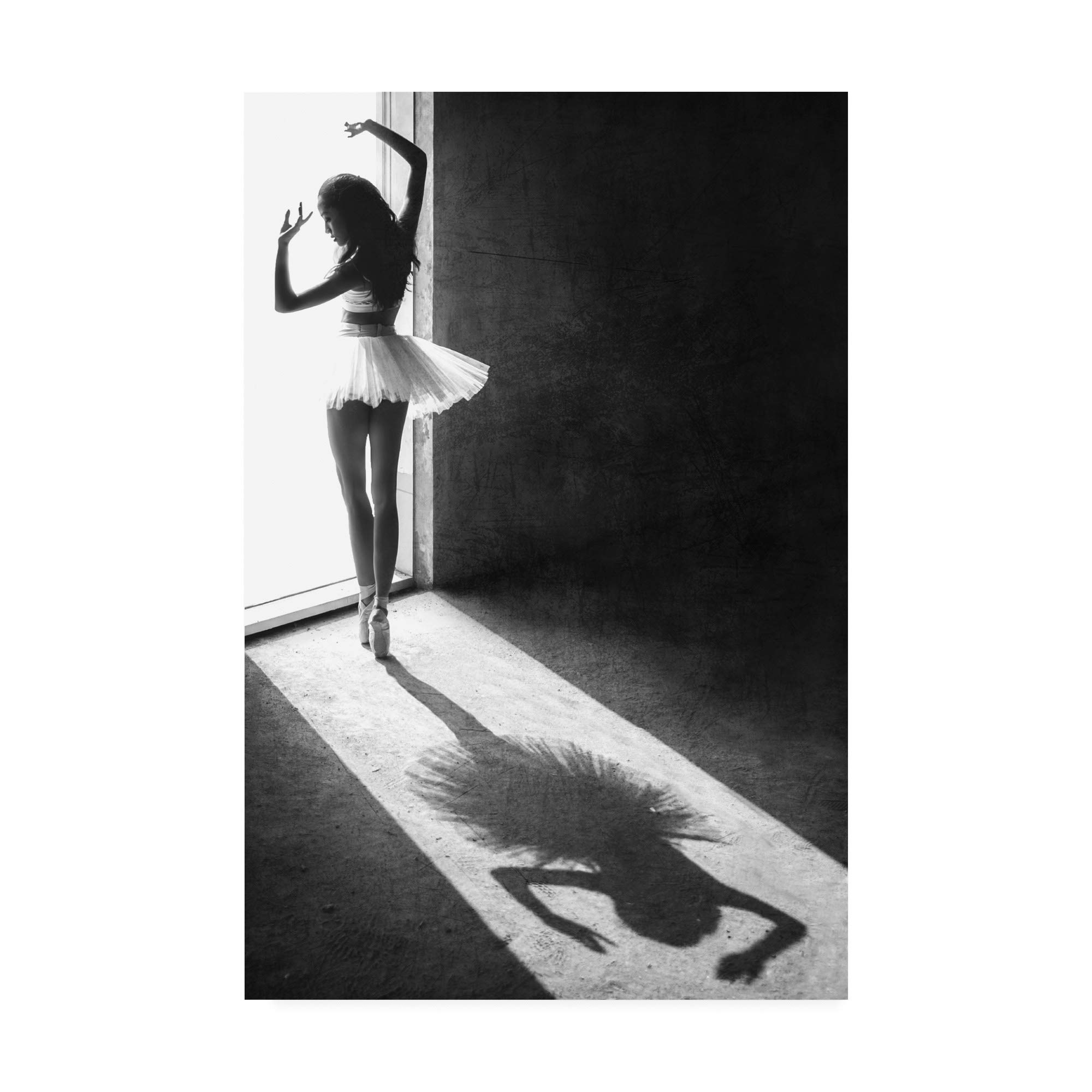Trademark Fine Art - 16x24 Shadow Dance Ballerina by Sebastian Kisworo - Elegant Ballet Wall Art for Living Room, Bedroom & Office Decor