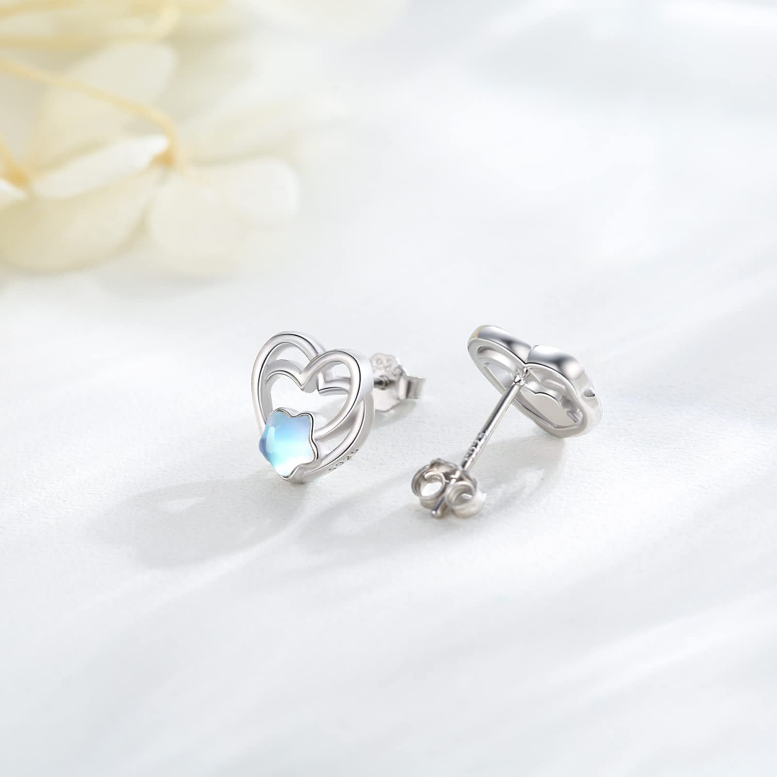 925 Sterling Silver Hypoallergenic Moonstone & Turquoise Dangle Earrings for Women - Elegant Stud Drop Earrings Fashion Jewelry Gift for Mother's Day, Birthday & Special Occasions