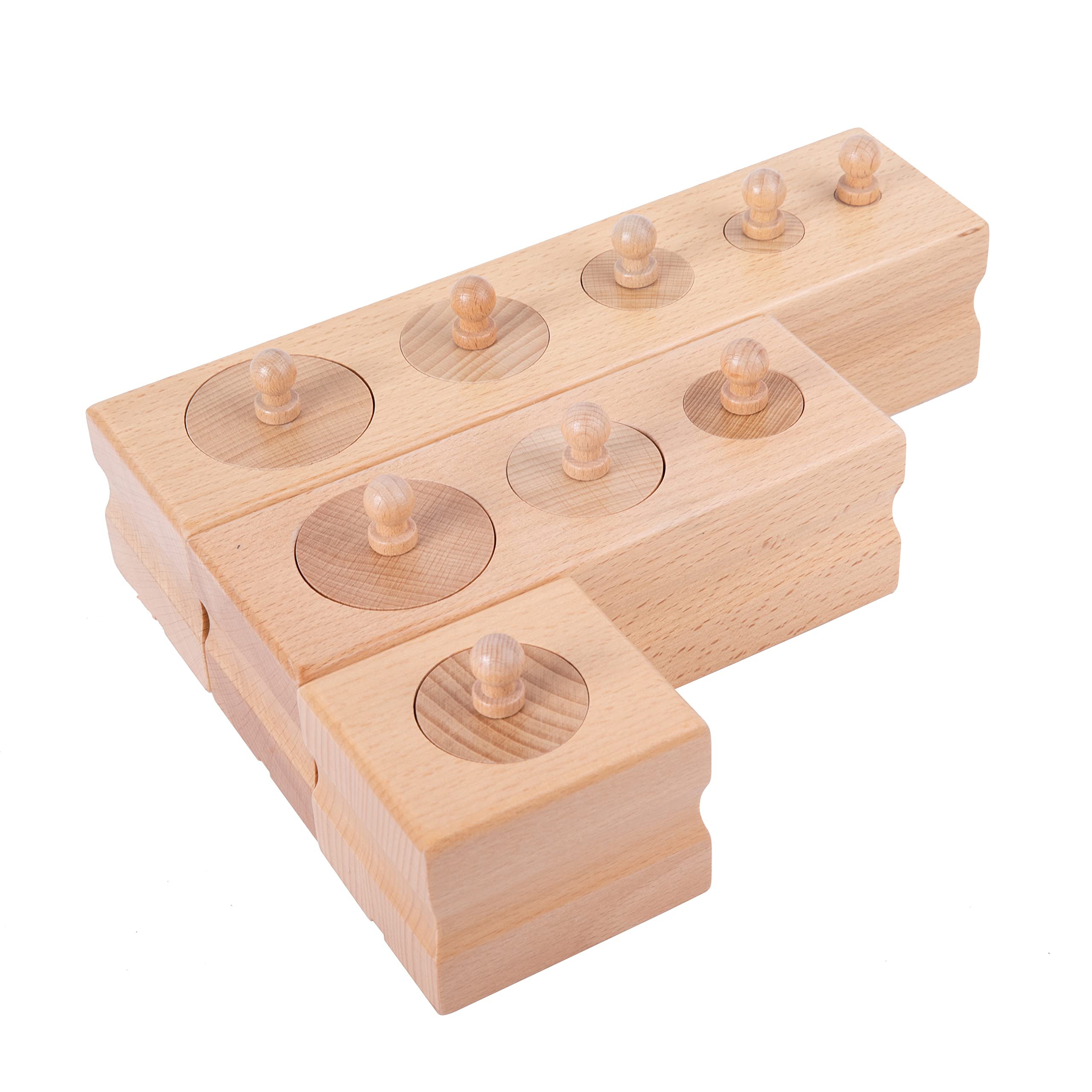 Montessori Wooden Knob Log Mini-Cylinder Block Sensory Toys - 3 Piece Set for Babies 6-12 Months | Early Learning & Fine Motor Skills Development | Perfect for Preschool Playtime & Toddler Educational Activities