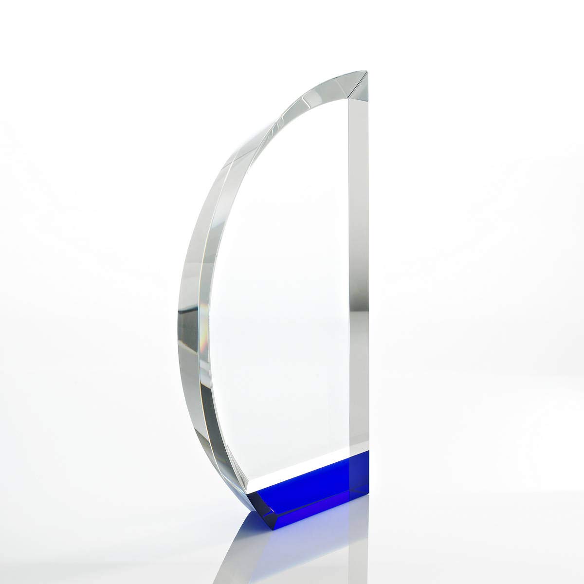 Baudville Engraved Crystal Trophy with Blue Base - Custom Employee Award with Personalized Engraving - Gift Box Included - Perfect for Recognition Ceremonies & Corporate Awards