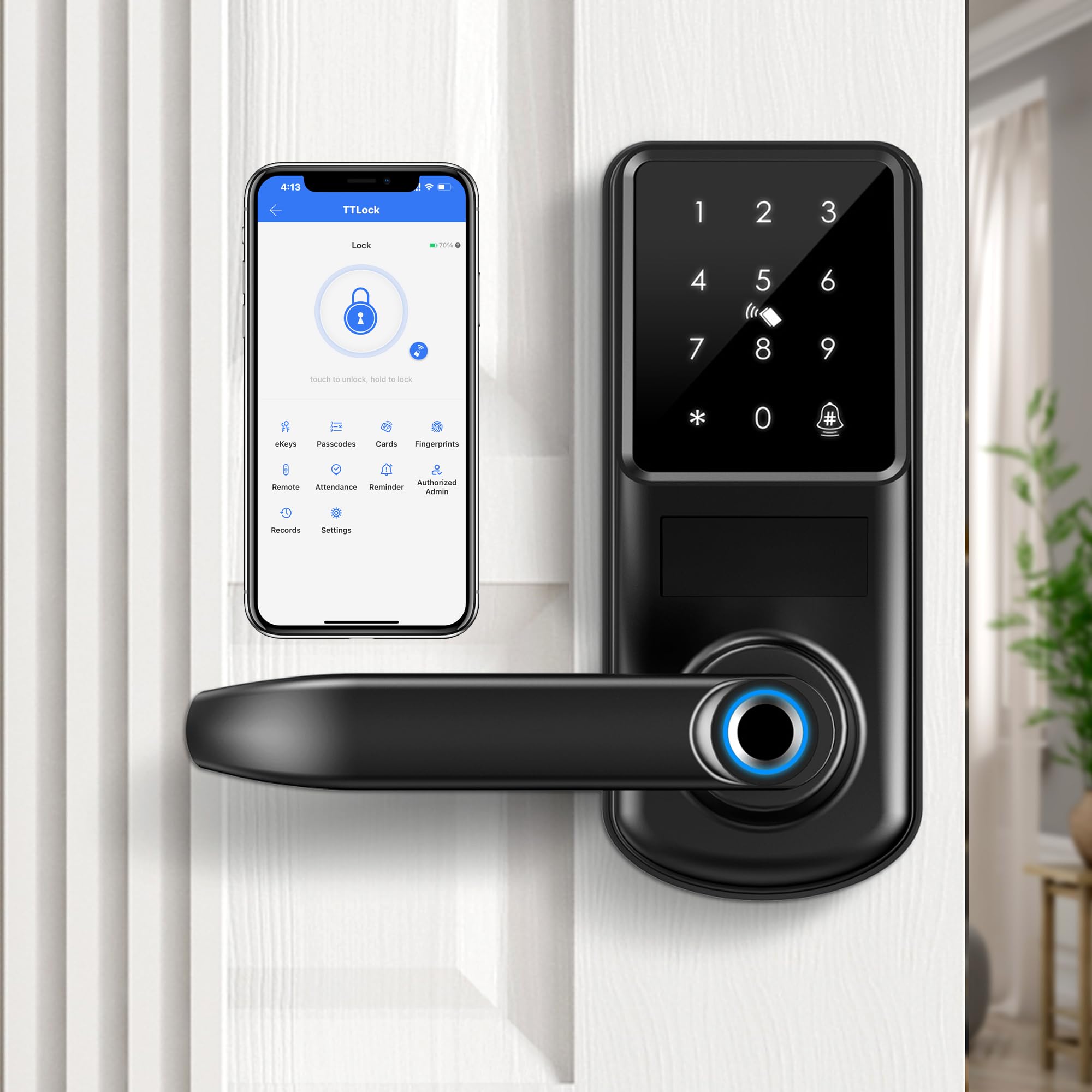 CATCHFACE A290 Smart Fingerprint Door Lock with TTLock App - Keyless Entry, 5-in-1 Security (Left Handle) - Perfect for Homes, Apartments & Offices | Secure Front Door & Back Door Access