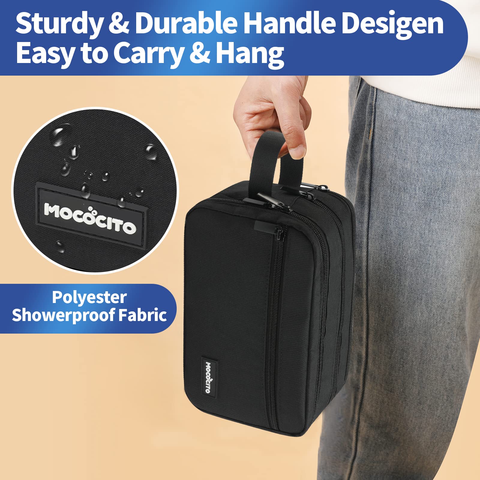 Men's Waterproof Hanging Toiletry Bag - Travel Shaving Organizer for Gym & Camping