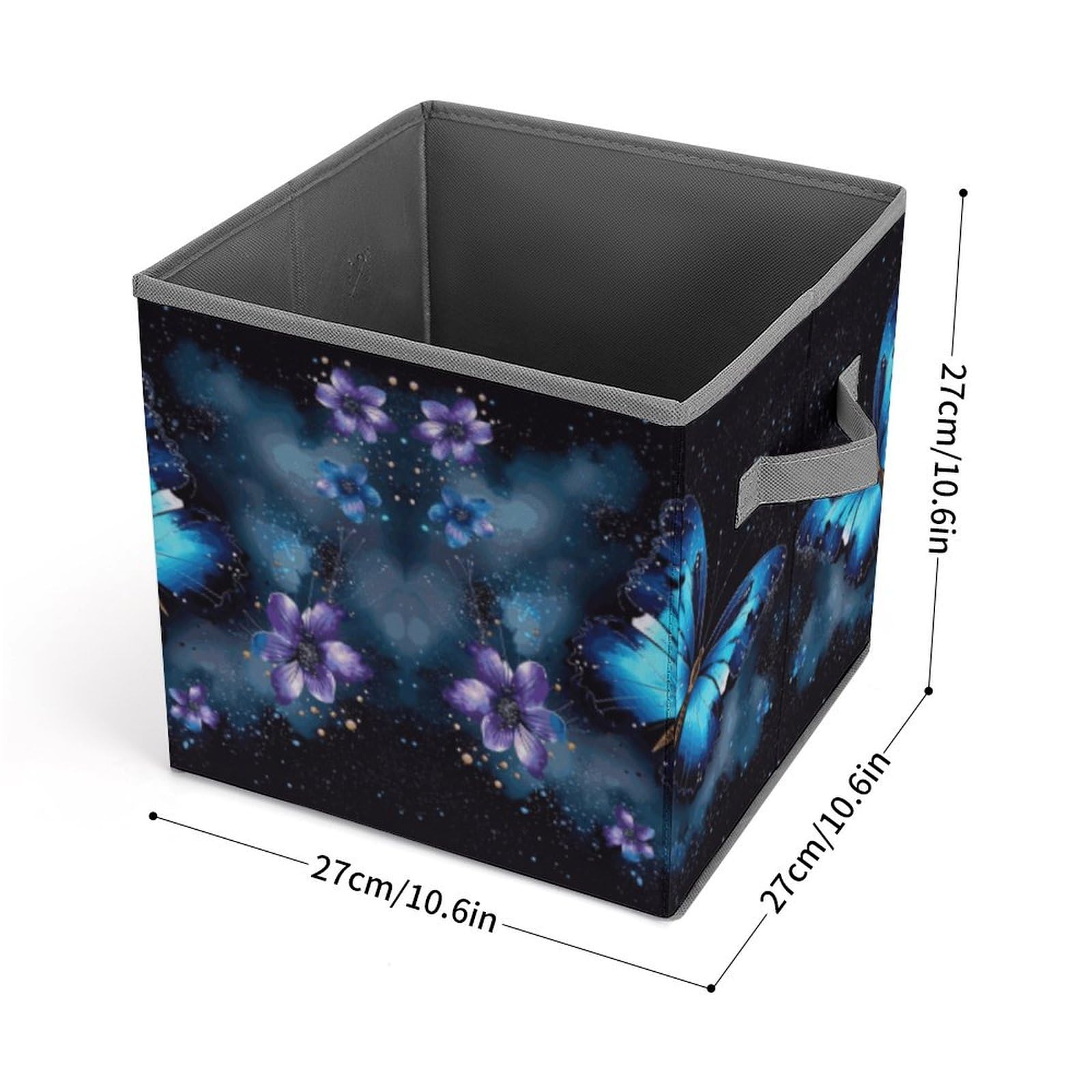 Collapsible Storage Bins with Handles - Galaxy Blue Butterfly Print for Home & Office Organization