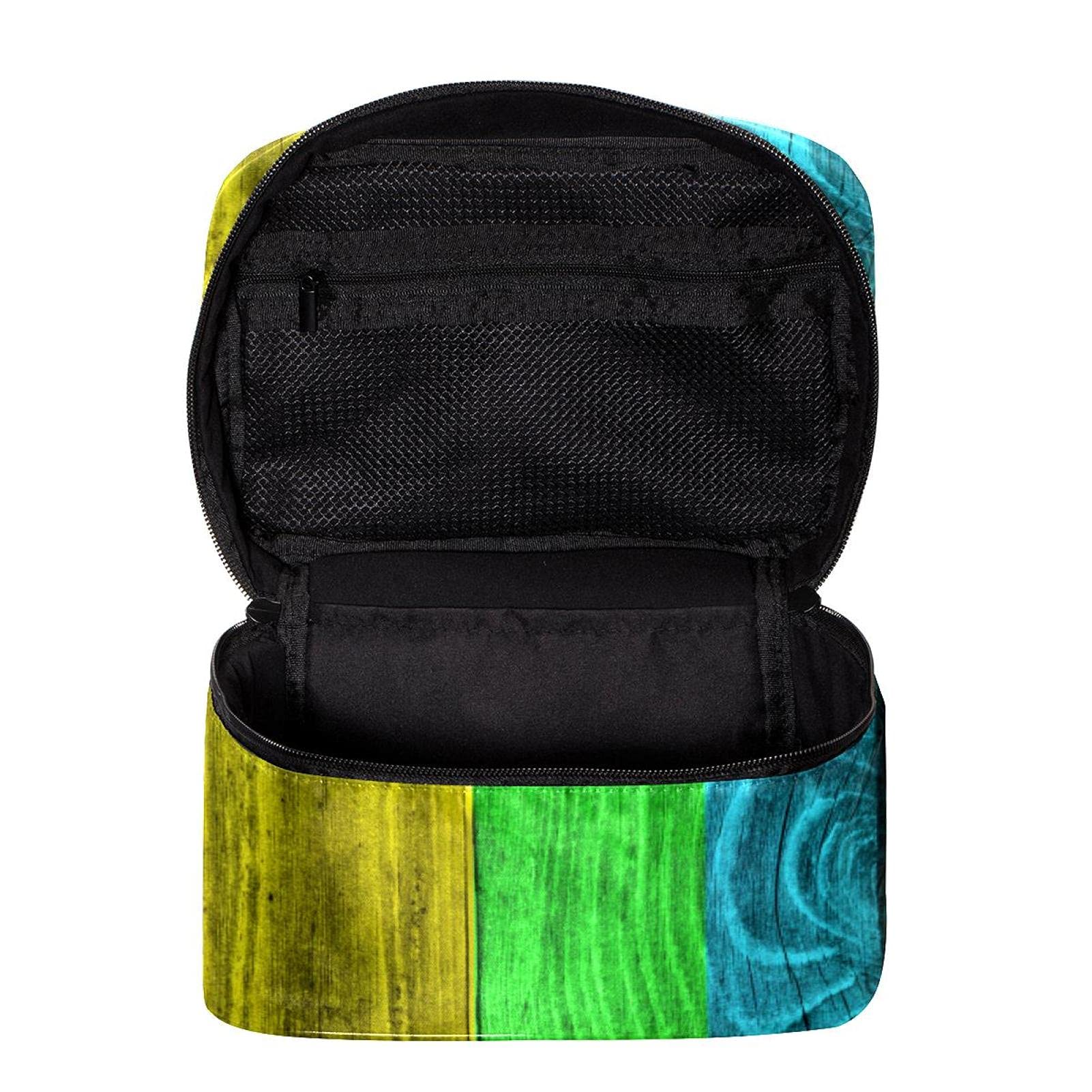 7-Color Wooden Plank Travel Makeup Bag - Large Cosmetic Organizer Case with Zipper for Women & Girls | Perfect for Vacation, Gym, Business Trips & Daily Essentials Storage