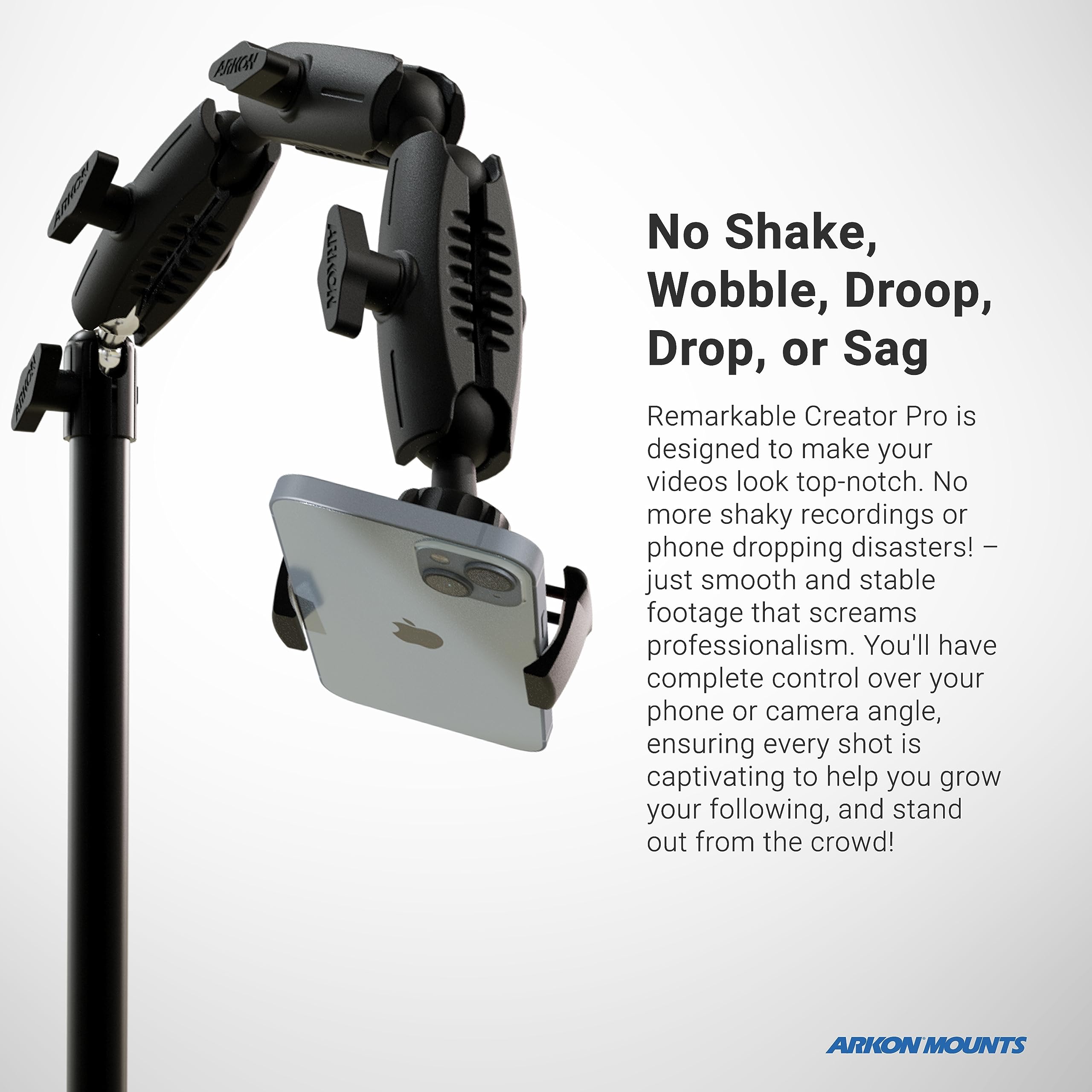 ARKON HD8RV29PK Pro Adjustable Phone & Camera Stand for Baking, Crafting, Cooking Videos - Pink (Perfect for YouTube, TikTok & Live Streaming)