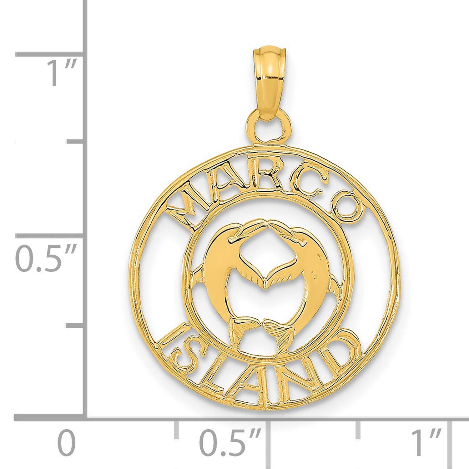 14K Yellow Gold Marco Island Two Dolphins Kissing Pendant Necklace - Elegant Jewelry Gift for Women, Beach Lover & Dolphin Enthusiasts (Perfect for Anniversaries, Birthdays & Coastal Vacations)