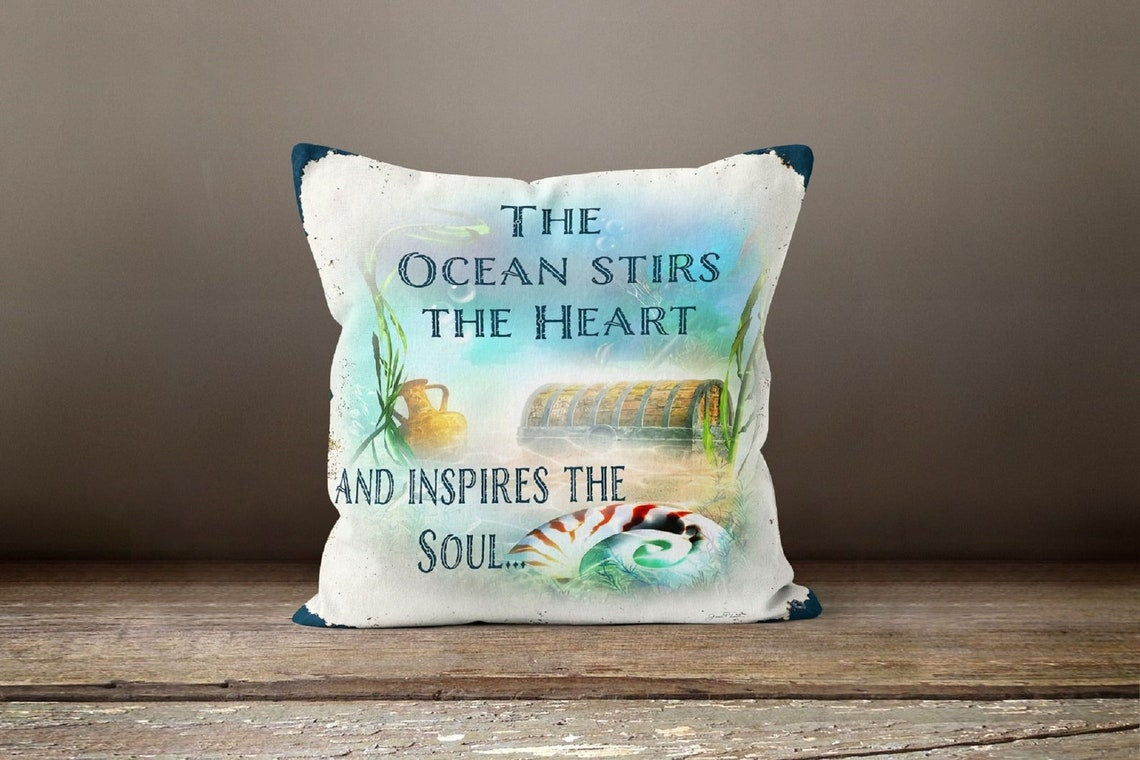 Set of 4 Inspirational Beach Quote Pillow Covers - Coastal Decor for Living Room, Bedroom & Vacation Homes