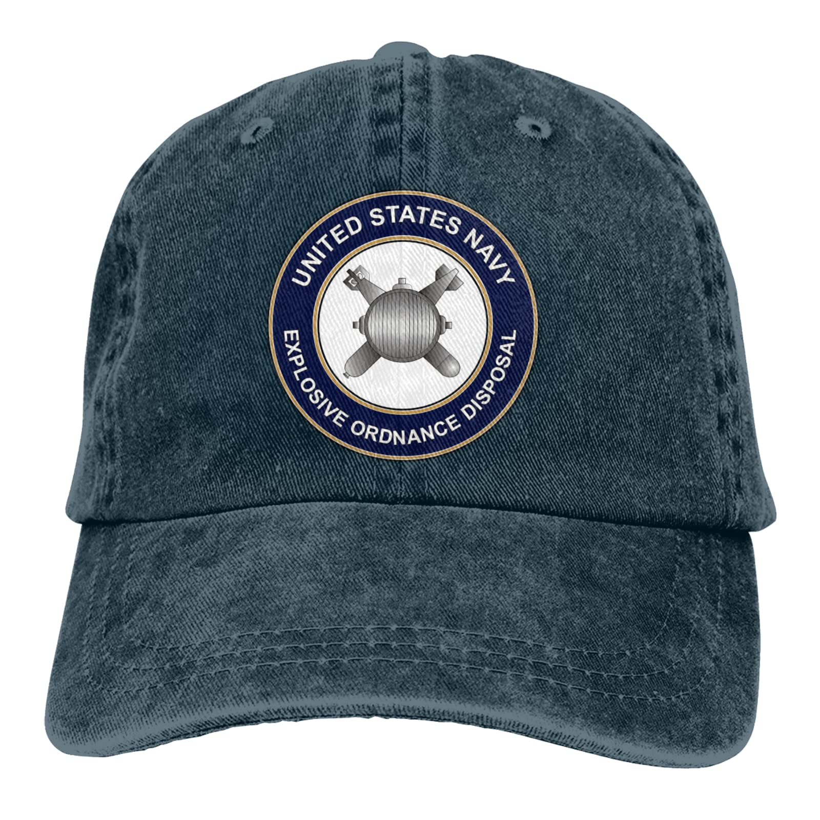 Vintage US Navy EOD Explosive Ordnance Disposal Dad Hat - Adjustable Denim Baseball Cap for Military Enthusiasts & Patriotic Fashion | Perfect for Veterans Day, Military Appreciation & Casual Wear