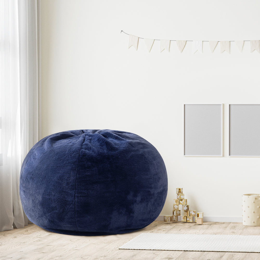 MAXYOYO 2-in-1 Kids Bean Bag Bed & Chair - Convertible Floor Cushion for Playroom, Nursery or Dorm (Blue) - Perfect for Lounging, Reading & Sleepovers