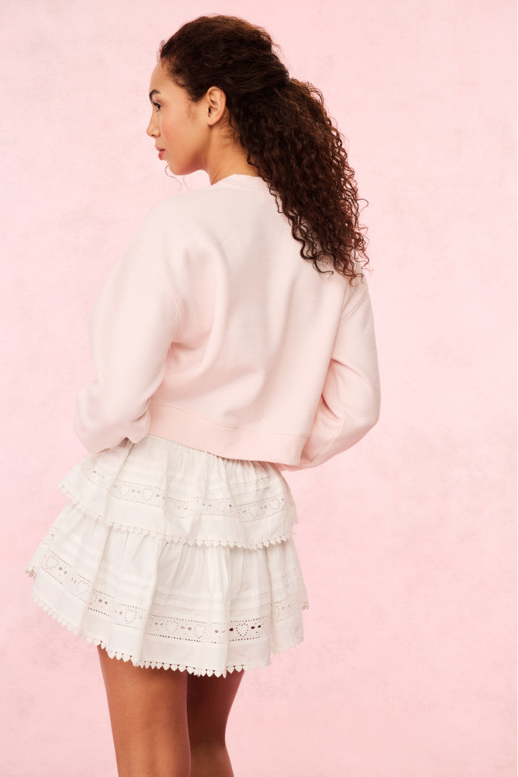 Ruffle Mini Heart Eyelet Lace Skirt - Women's Floral Summer Skirt for Casual Wear, Date Night & Beach Outfits