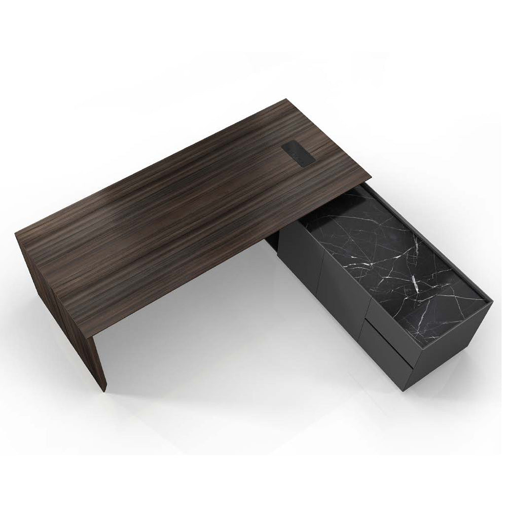 Premium ARMANDO Executive Desk 220cm with Right Return in Hazelnut & Grey - Modern Office Furniture for Home & Business Workspaces