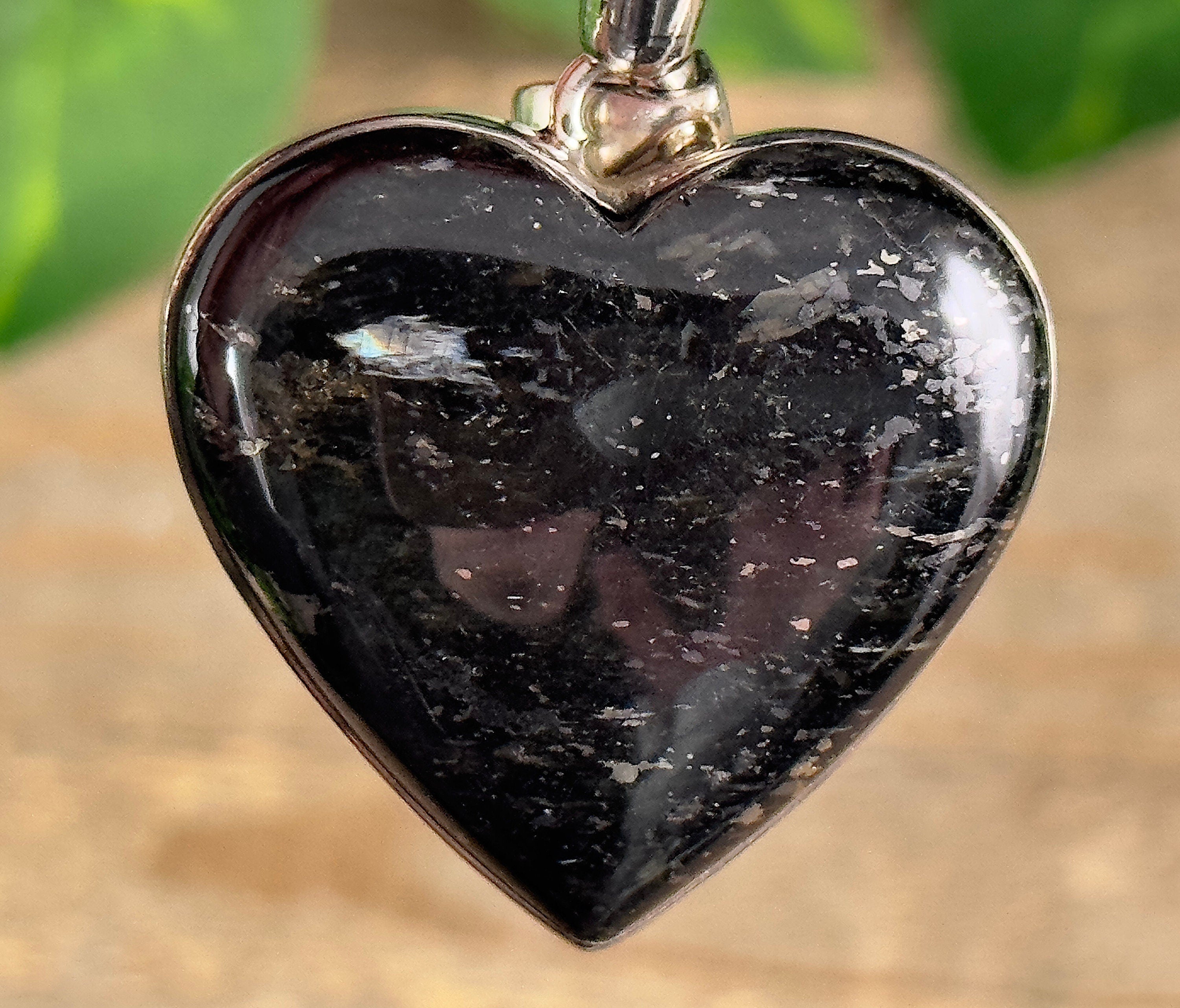 NUUMMITE Crystal Pendant Necklace - Sterling Silver Heart Cabochon Healing Stone Jewelry | Spiritual Protection & Energy Healing Gift for Men & Women | Perfect for Meditation, Yoga & Everyday Wear