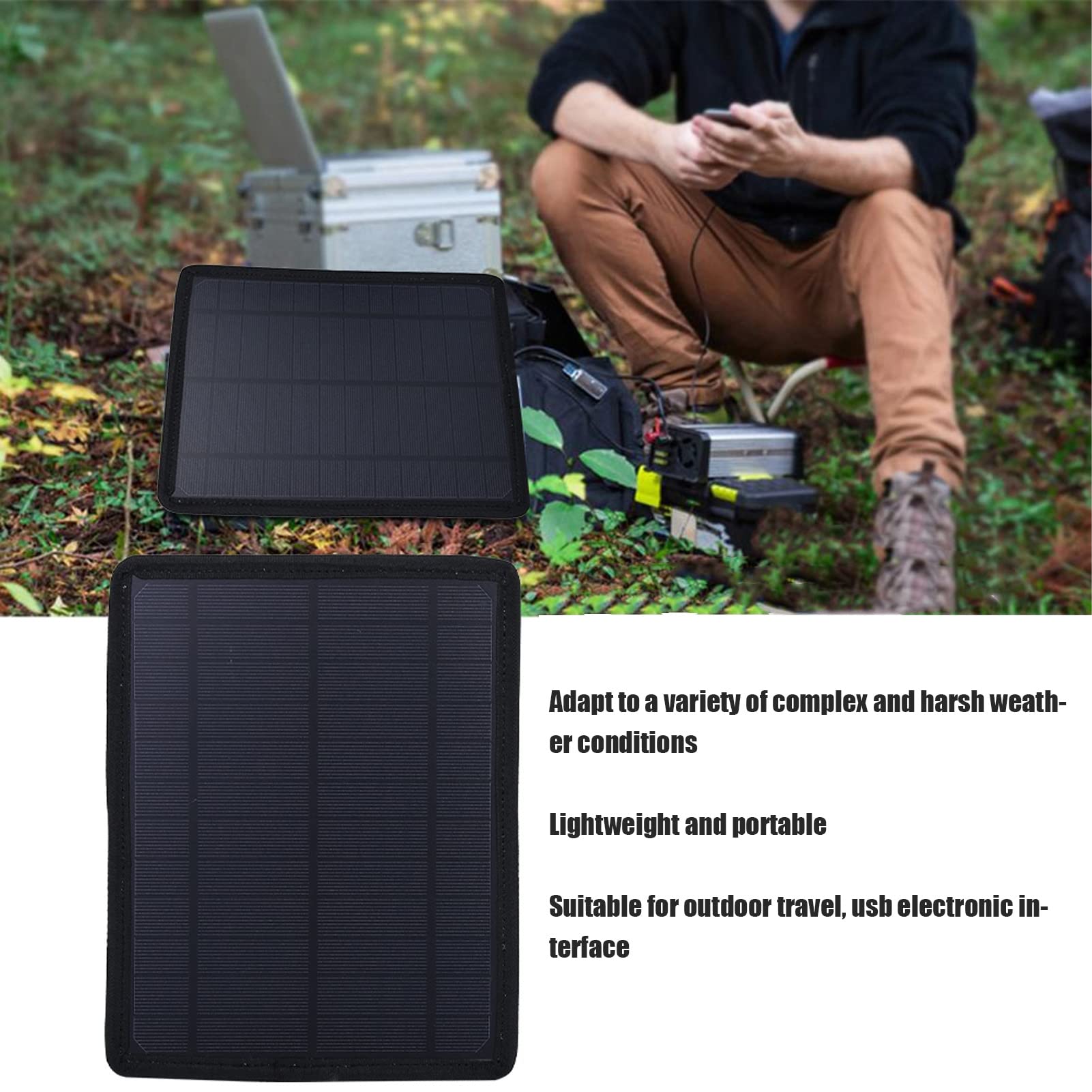 EVTSCAN 5.3W 6V Portable Solar Panel with USB Output - Compact 9x7 Inch Monocrystalline Solar Charger for Outdoor Adventures, Camping, Hiking & Emergency Power (Compatible with Smartwatches, Cameras, Phones, Laptops & LED Flashlights)