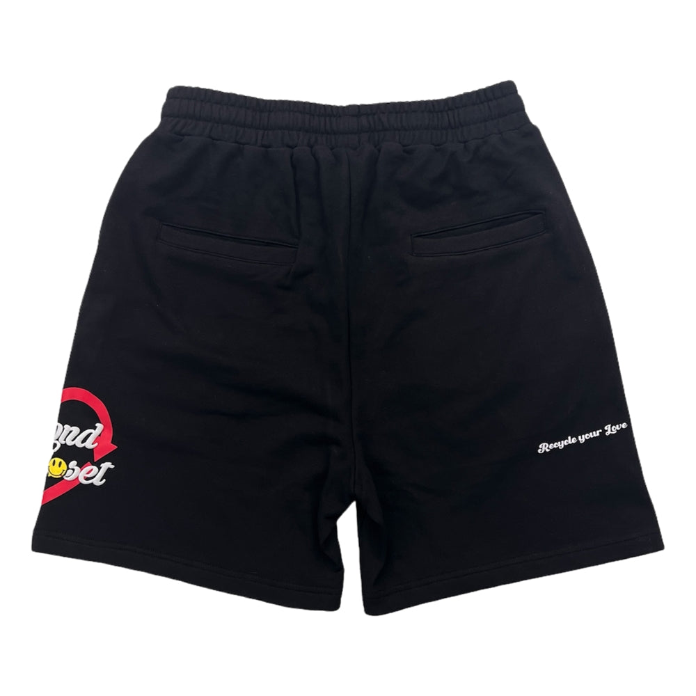 2nd Closet Recycle Your Love Printed Sweat Shorts - Black | Eco-Friendly Fashion for Casual Wear & Lounge