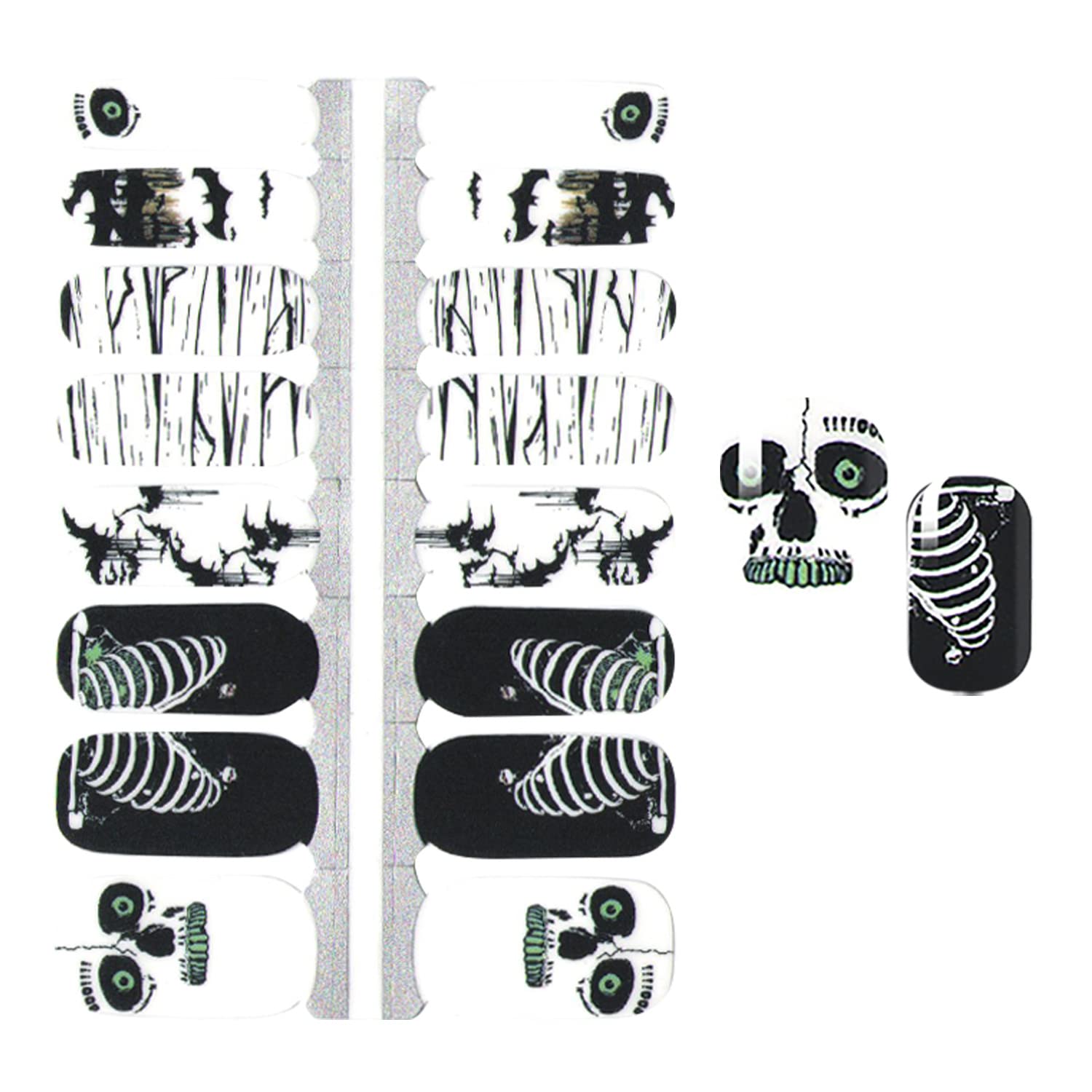 Halloween Nail Wraps for Women - 5 Sheets Self-Adhesive Nail Polish Strips with Skull, Pumpkin & Ghost Designs - Gel Nail Art Stickers Kit Includes Nail File - Perfect for Halloween Parties, Costume Events & Spooky Nail Art