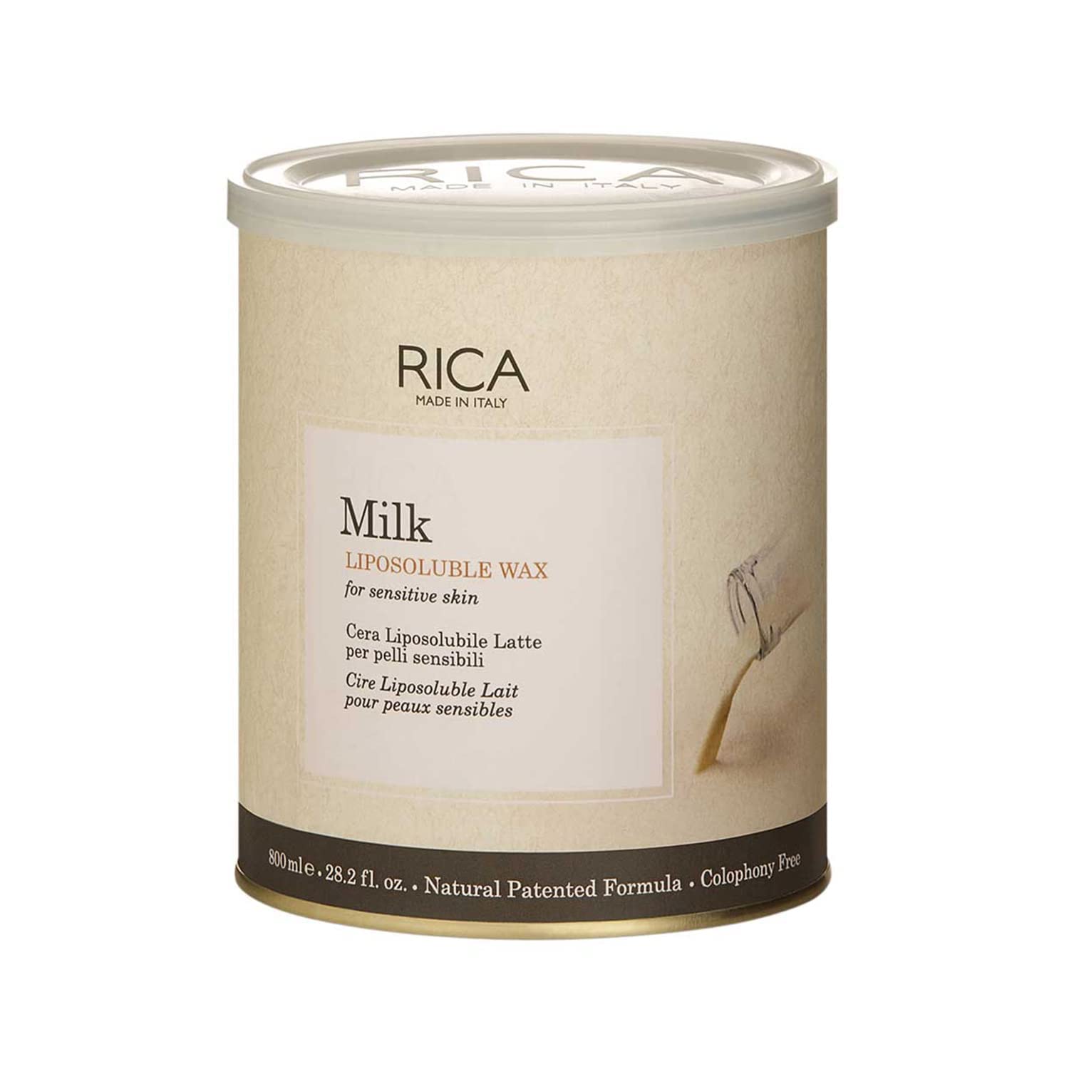 RICA Milk Liposoluble Hard Wax for Women - Sensitive Skin Friendly, 800ml - Painless Hair Removal for Legs, Arms, Bikini & Face at Home