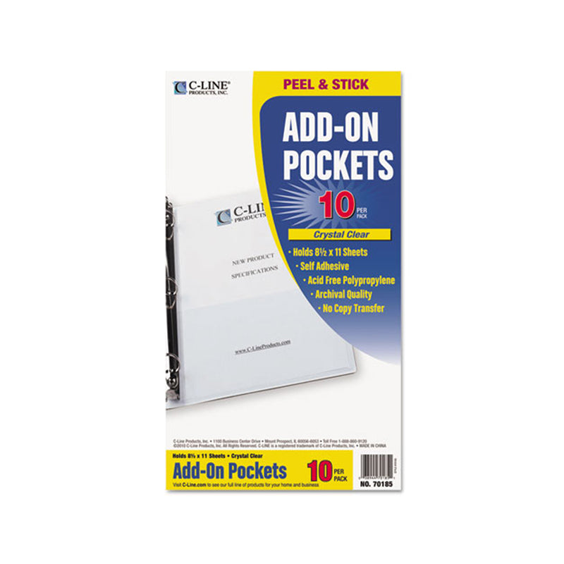 Self-Adhesive Letter Size Filing Pockets - Peel & Stick Add-On Organizer for Documents (Pack of 10) - Perfect for Office Files, School Binders & Home Organization