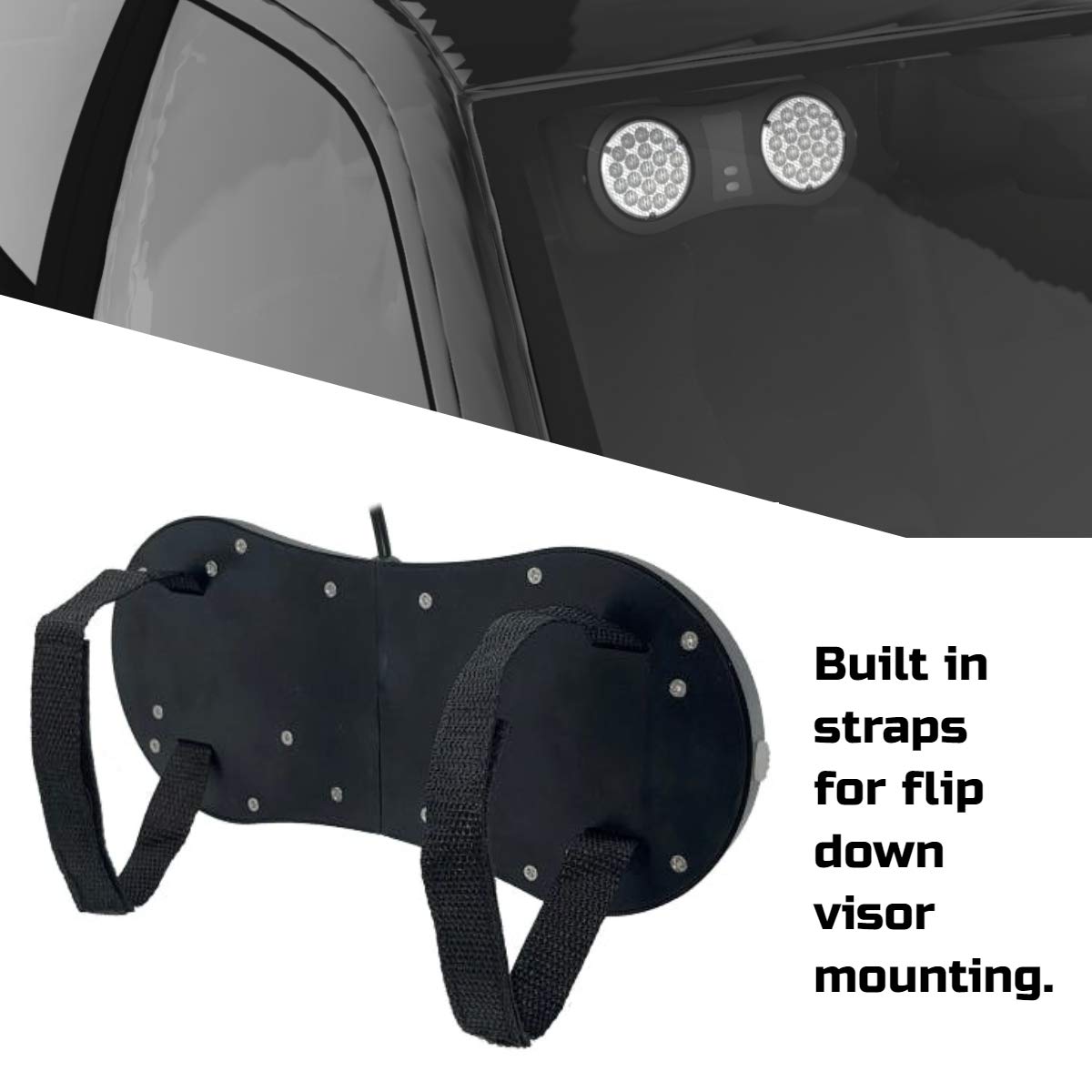 SpeedTech Arc TIR LED Flip Down Sun Visor Strobe Light - Emergency Warning Lights for Vehicles & Police with Cigarette Lighter Plug & Velcro Straps (Clear) - Perfect for Night Driving, Roadside Emergencies & Security Patrols