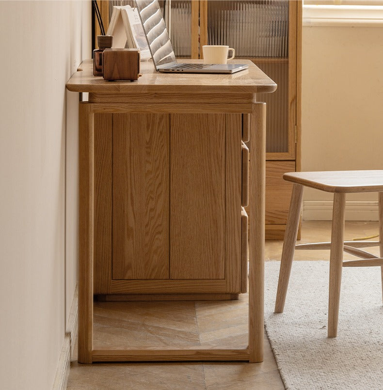 Oak Solid Wood Modern Study Table - Durable & Stylish Home Office Desk for Work or Study | Perfect for Small Spaces, Apartments & Remote Work