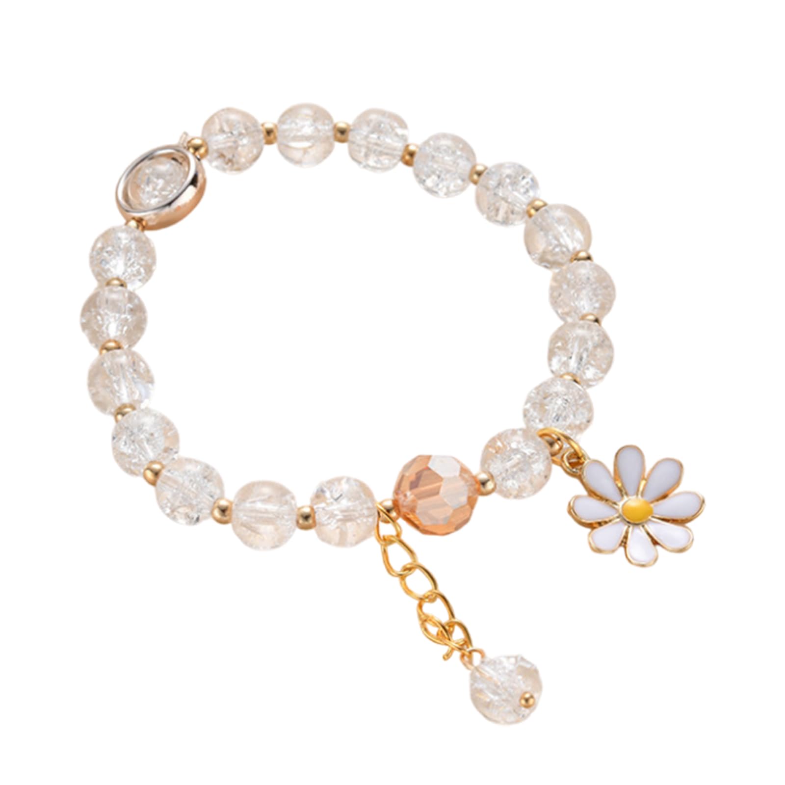 POYAMUSE Colorful Flower Charm Bracelet for Women - Boho Daisy Crystal Beads Bracelet, Handmade Adjustable Fashion Jewelry for Summer, Festivals, and Boho Chic Outfits