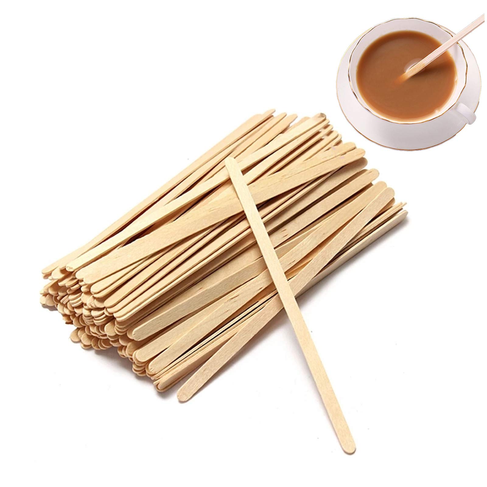 200pcs 7inch Wooden Coffee Stir Sticks - Reusable Stirrers for Coffee, Tea, Milk, Juice, Popsicles & DIY Crafts - Perfect for Home, Office, Cafes and Party Use