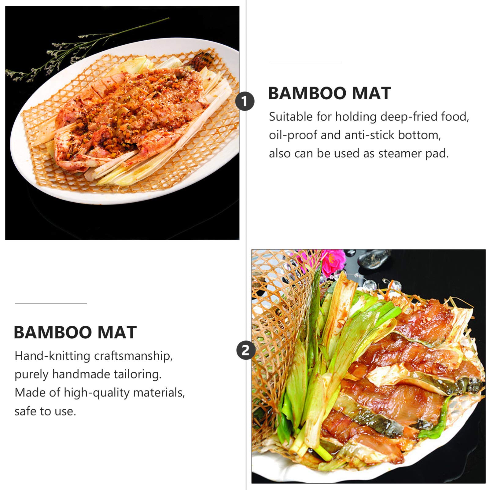 6-Pack Hemoton Bamboo Food Liner Mats - Heat-Resistant Kitchen Mesh Grid for Fried Foods, Sushi, Dumplings | Perfect for Restaurants & Home Cooking
