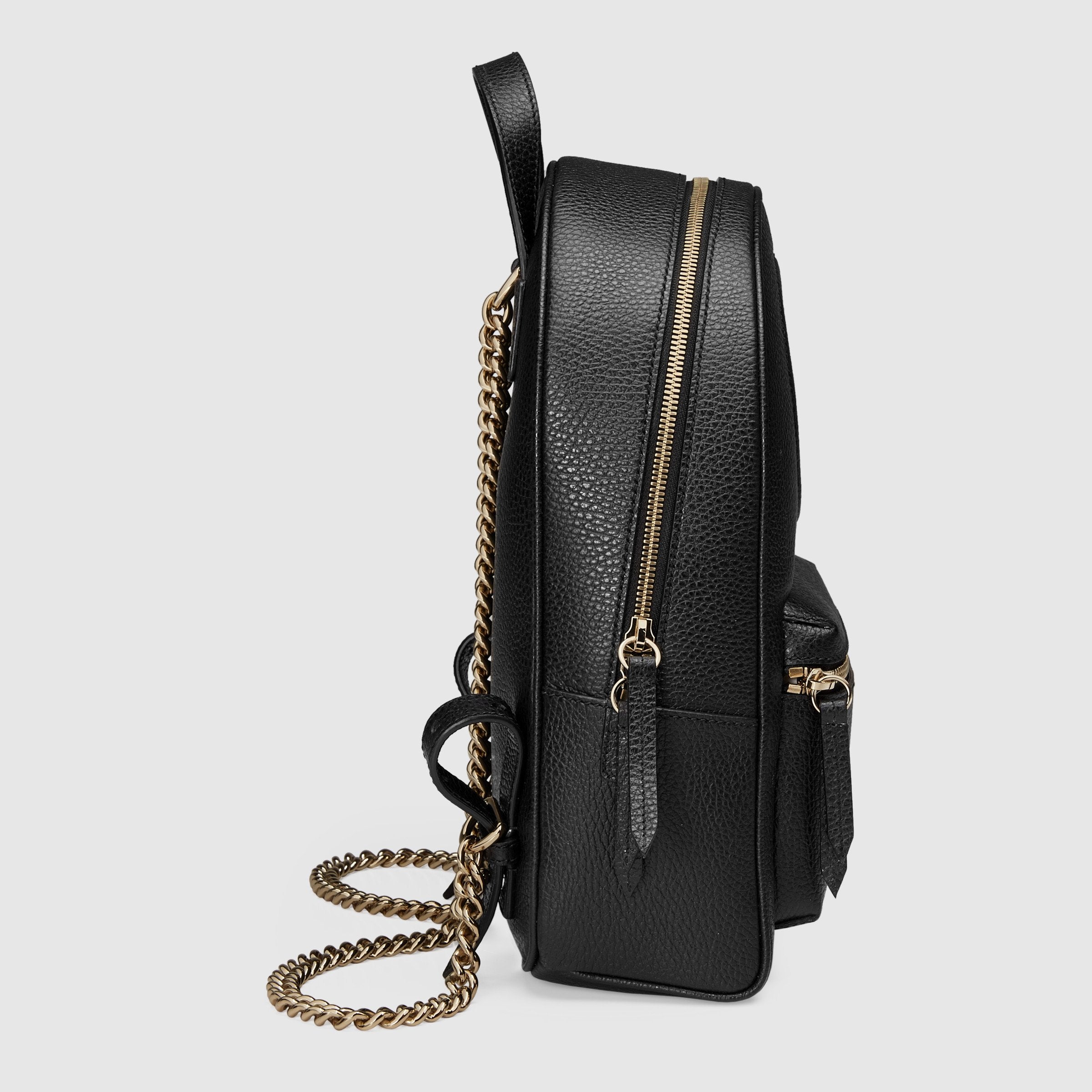 Gucci Soho Leather Chain Backpack for Women - Black Genuine Leather Designer Handbag - Perfect for Work, Travel & Everyday Use