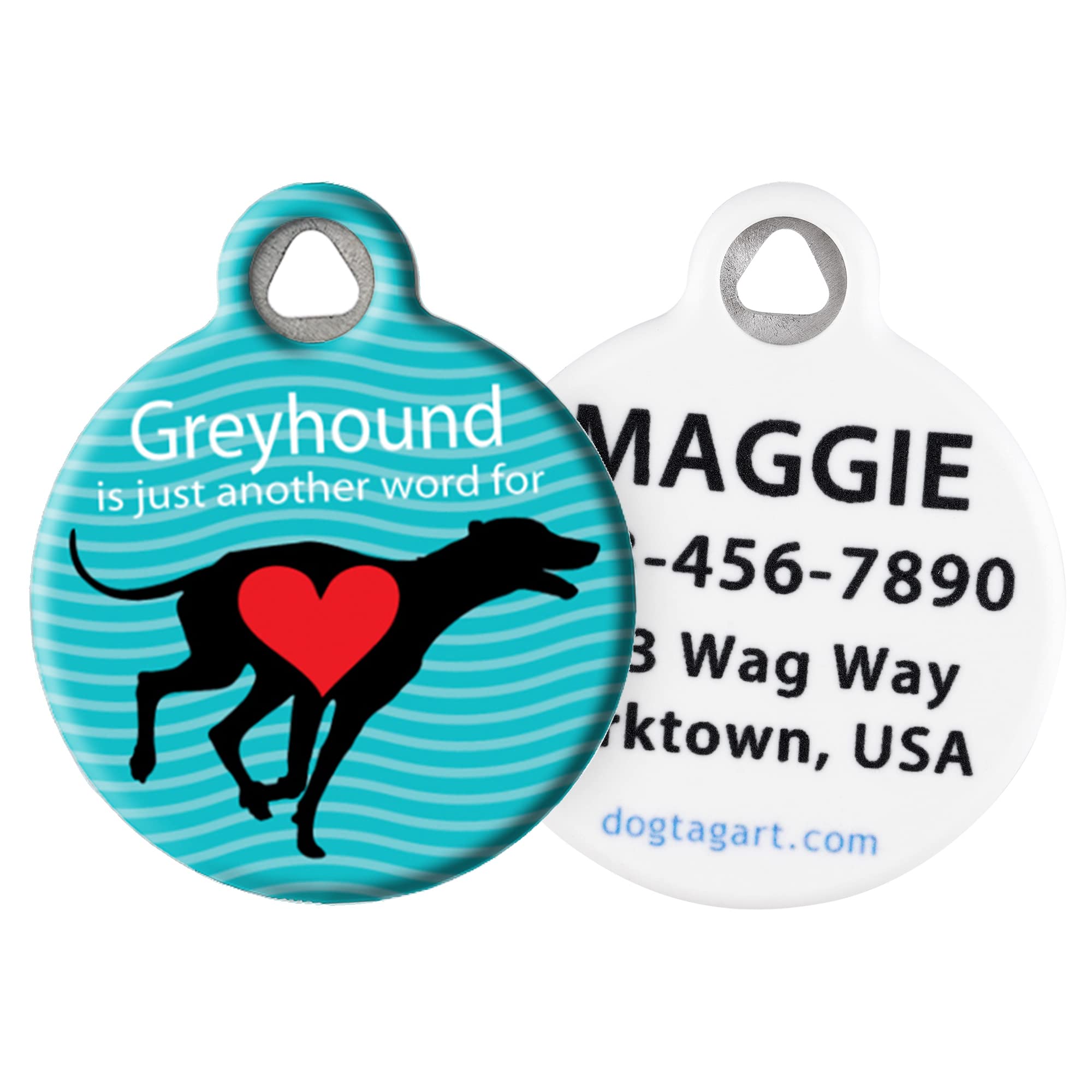 Personalized Silent Polymer Dog ID Tag - Custom Engraved Pet Identification for Greyhounds & Dogs, Small .875
