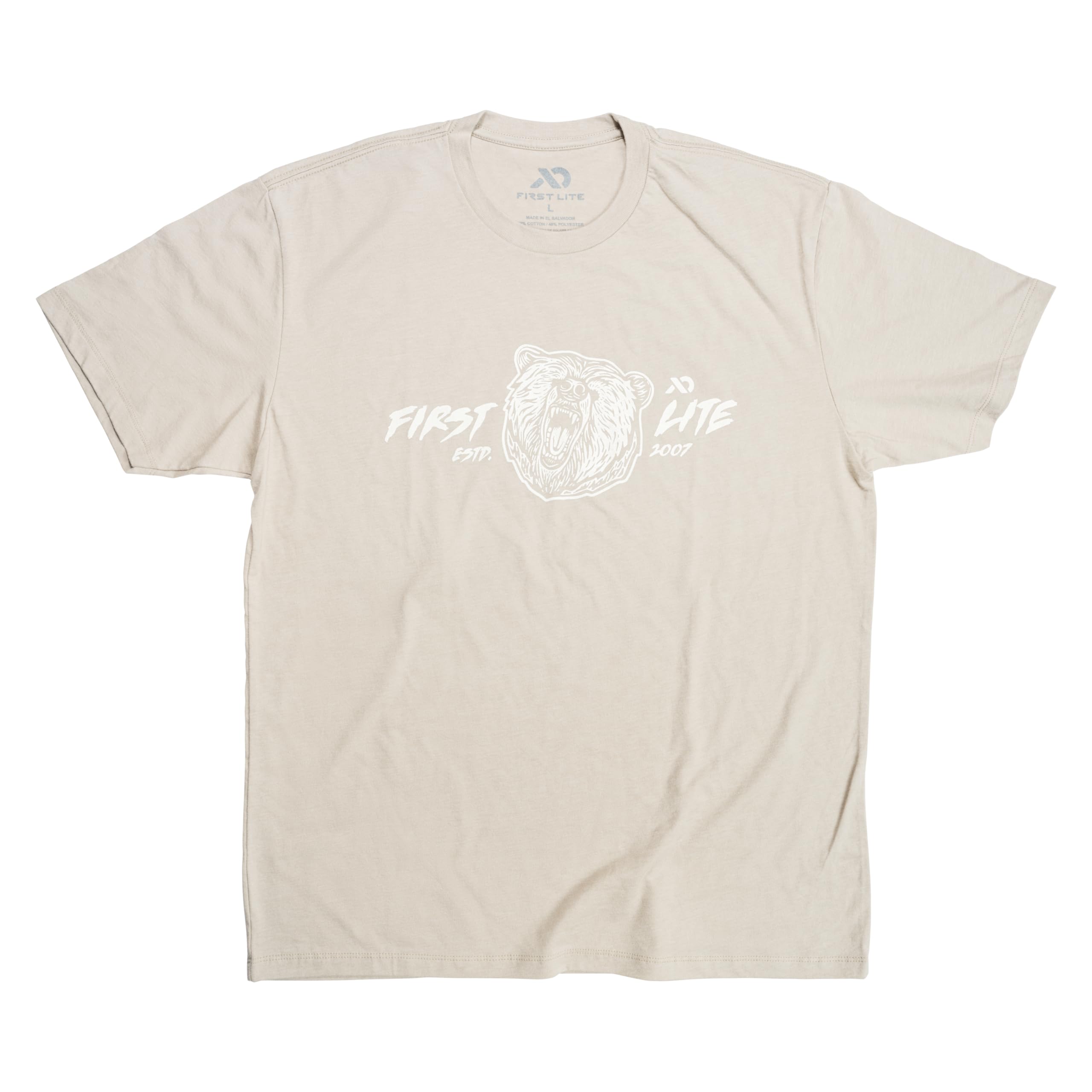First Lite Men's Logo Tee - Soft Graphic Cotton Polyester Blend T-Shirt for Casual Wear, Outdoor Activities & Everyday Comfort | Breathable & Lightweight Short Sleeve Shirt