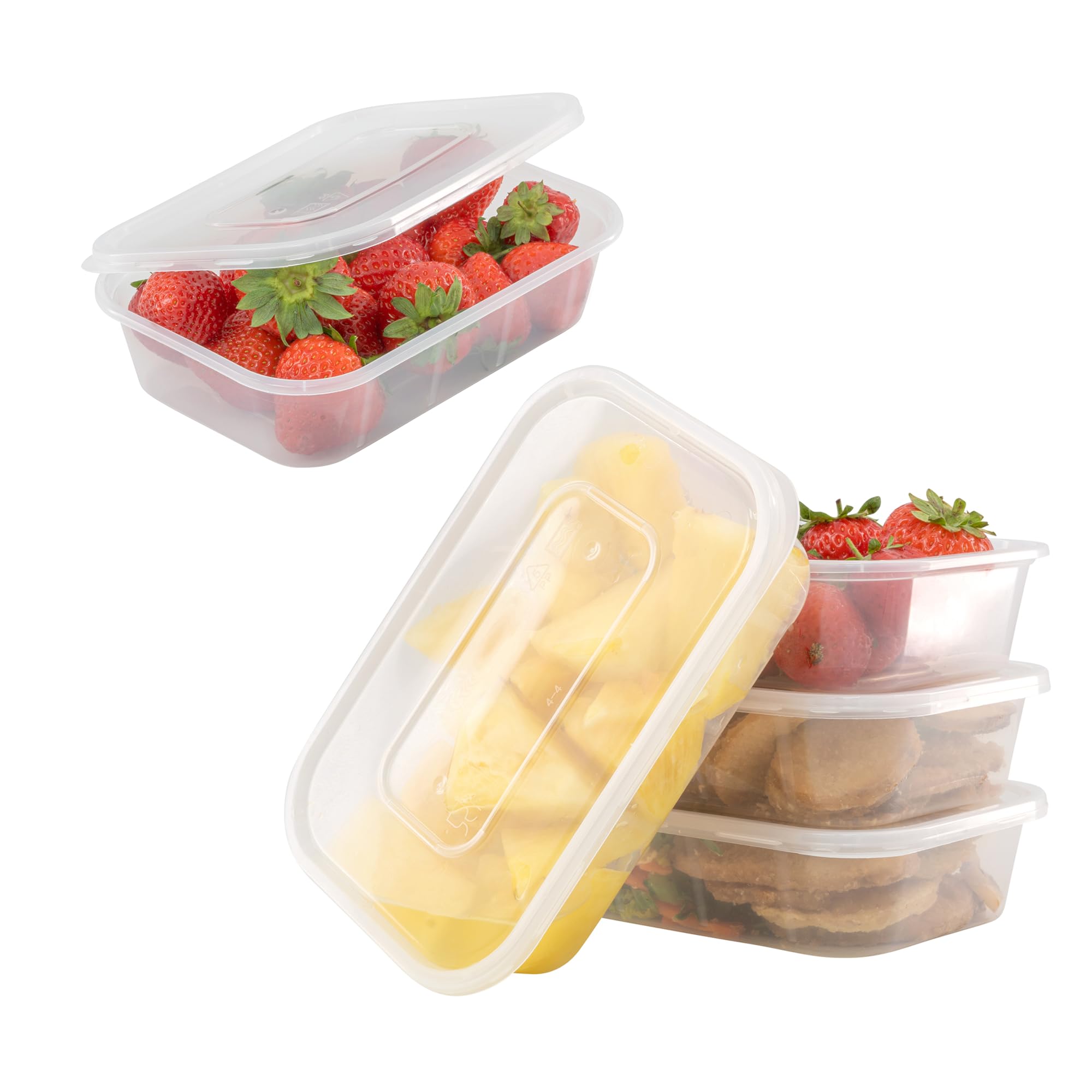 50-Pack Coselena 500ml Plastic Food Storage Containers with Lids | Microwave & Freezer Safe | Reusable Meal Prep, Takeout, Sandwich Boxes for Home, Office, Picnics & Camping
