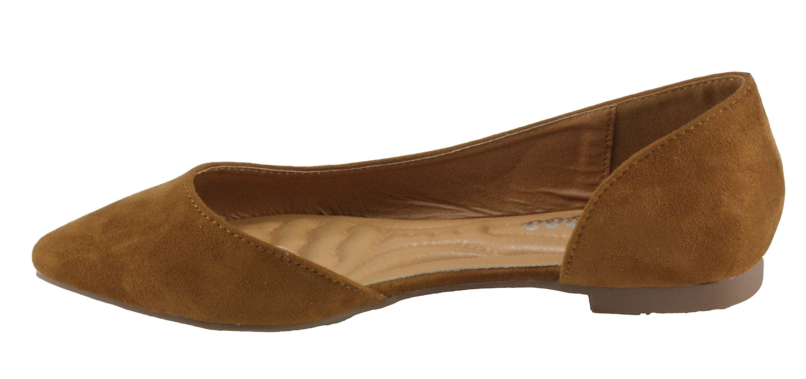 Weeboo Women's Doris-27 Pointed Toe Flats - Faux Suede D'Orsay Ballet Shoes for Work, Office & Dressy Occasions