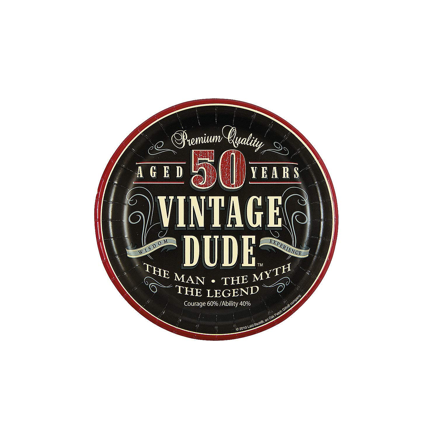 Vintage Dude 50th Birthday Party Paper Dessert Plates - 8pc Retro Themed Party Supplies for Milestone Celebrations - Perfect for Birthday Cakes, Cupcakes and Dessert Tables at 50th Anniversary Parties