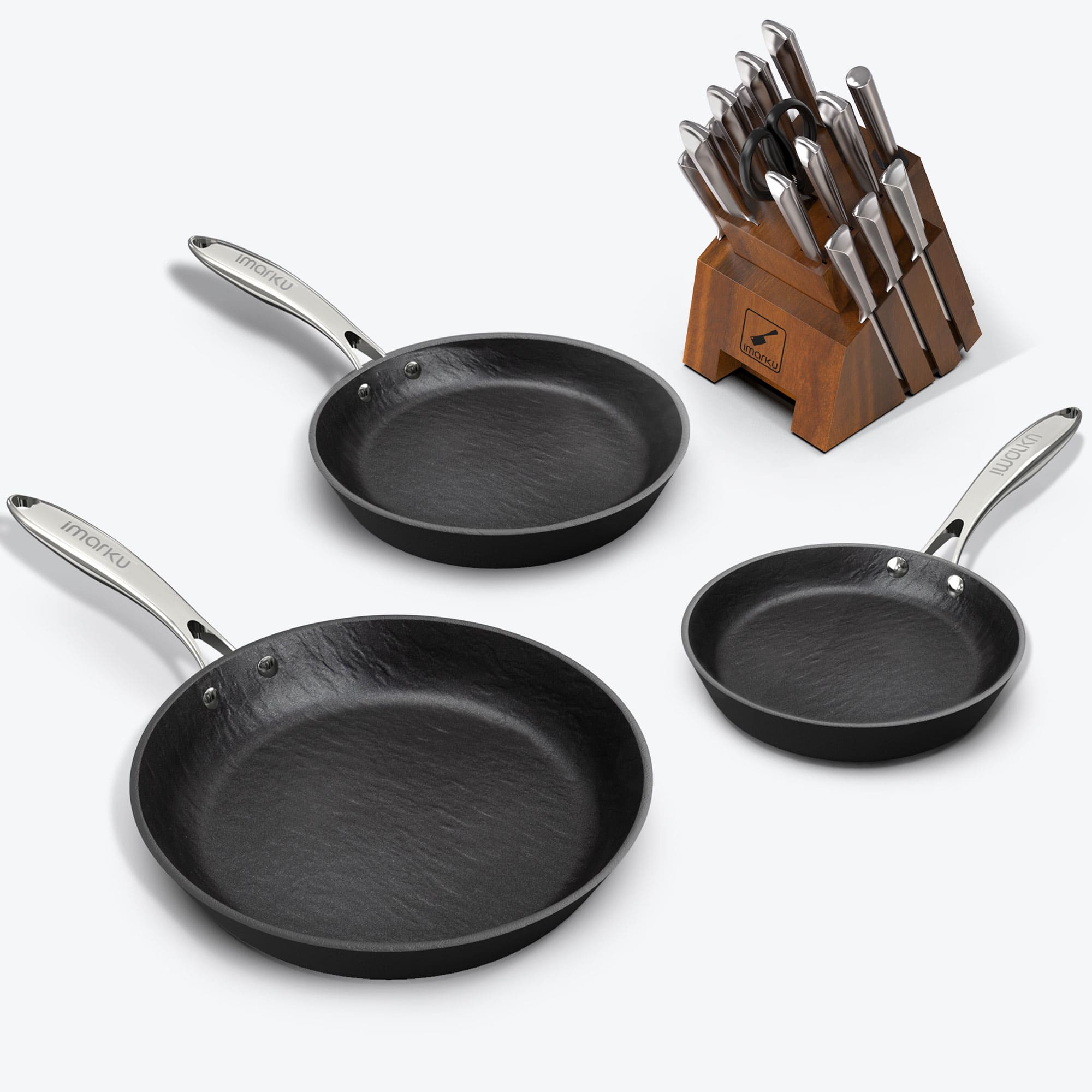 Premium Non-Stick Frying Pan with Ergonomic Silver Handle & Japanese Chef Knife Set - Perfect for Home Cooking, Restaurant Use & Gift Giving