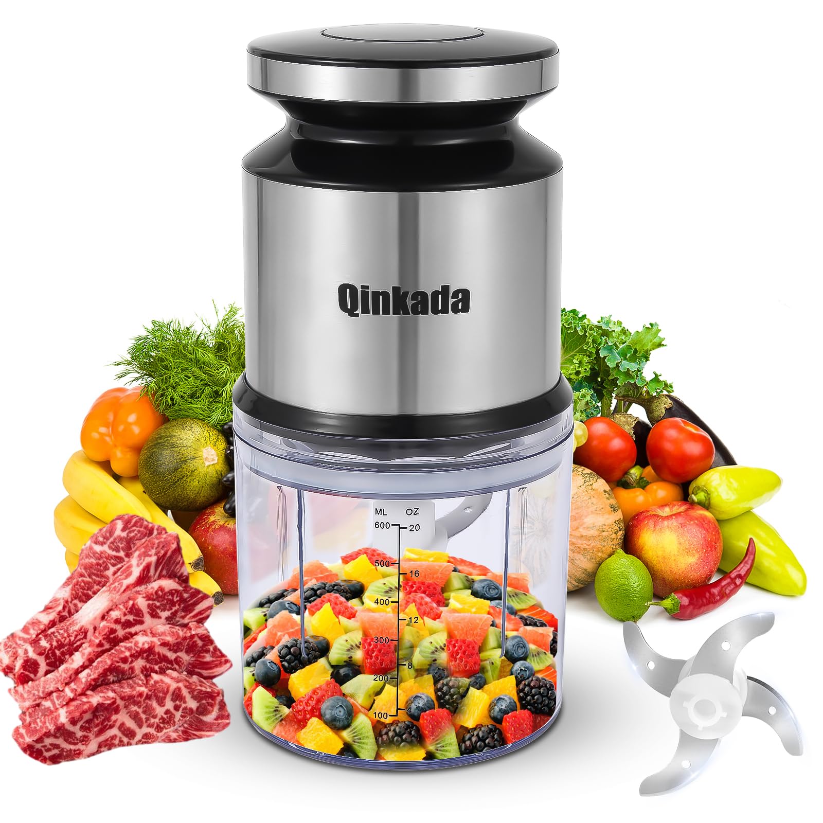 **Mini Food Processor 2.5 Cup (600ml) 400W Electric Blender & Chopper for Baby Food, Fruits, Vegetables, Meat – Perfect for Purees, Smoothies & Meal Prep (Silver)**    *(Ideal for busy parents, healthy eaters, and home chefs – great for making baby food, smoothies, dips, sauces, and quick meal prep!)*