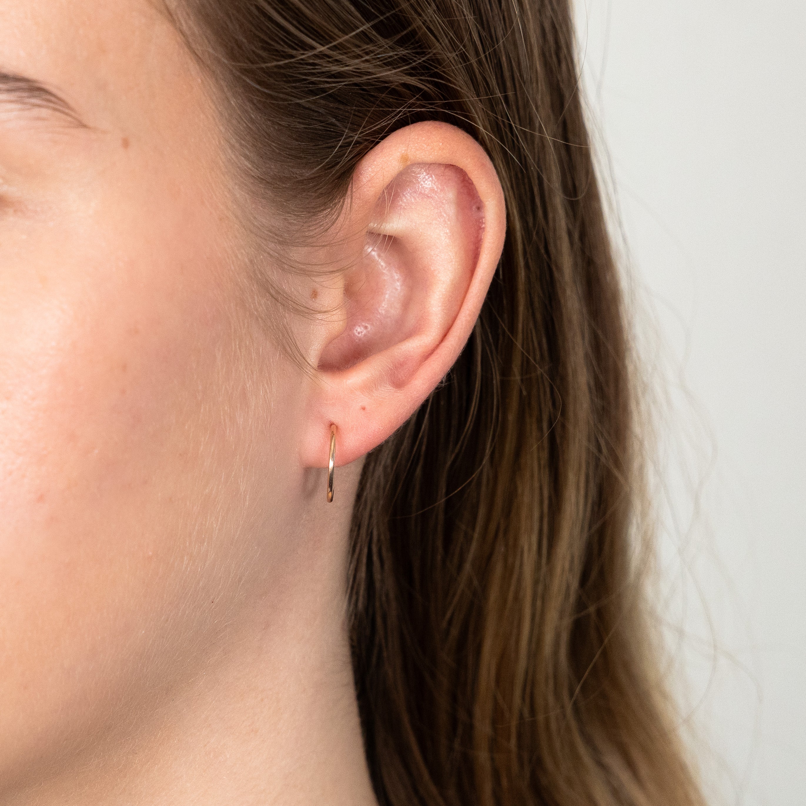 9ct Rose Gold Plain 10mm Sleeper Earrings for Women - Hypoallergenic Hoop Earrings for Sensitive Ears - Everyday Comfort Jewelry for Sleeping, Work & Casual Wear