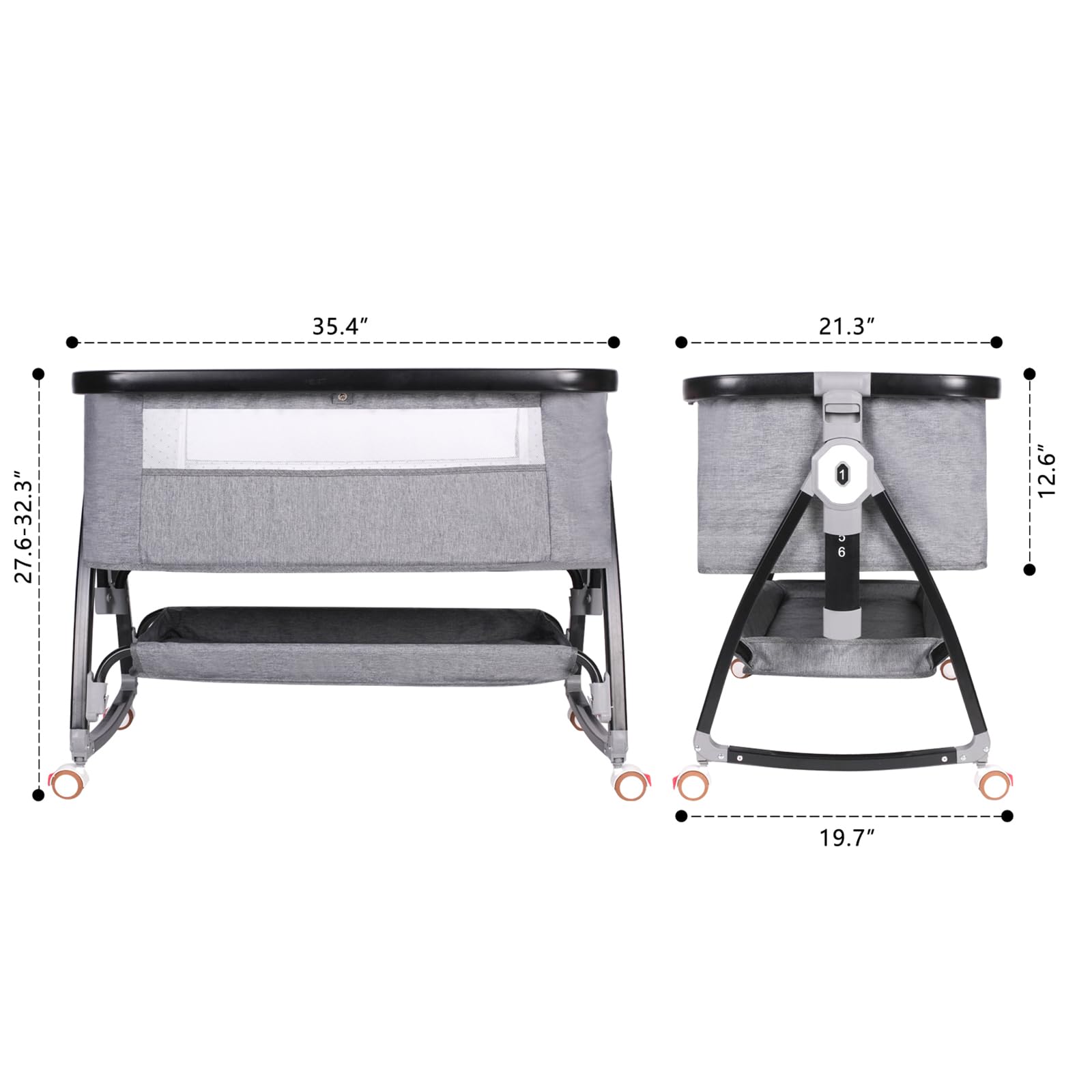 **3-in-1 Adjustable Baby Bassinet Bedside Sleeper – Portable Crib with 6 Height Levels, Wheels, Storage Basket & Mosquito Net for Newborns & Infants – Perfect for Nursery, Bedroom & Travel**