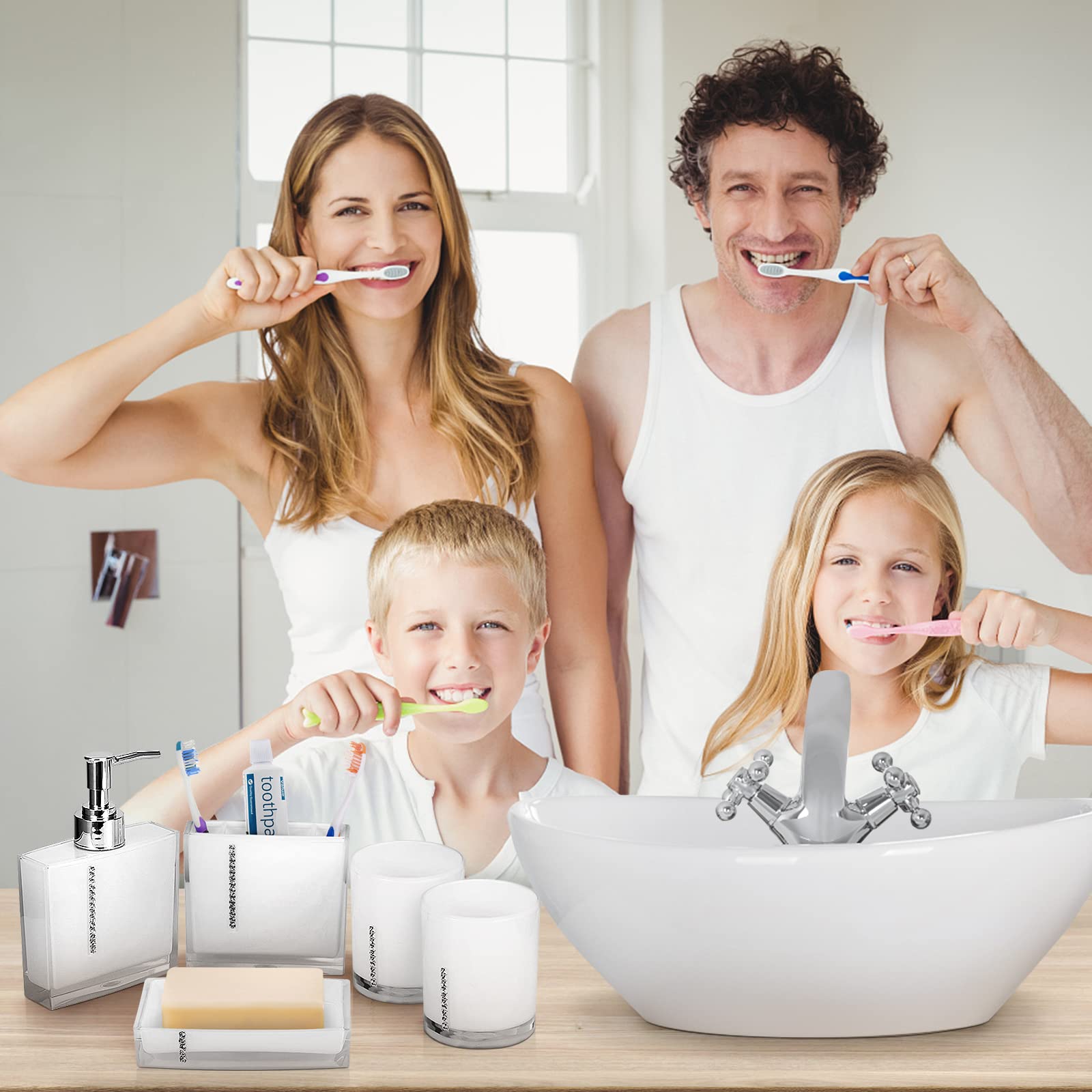 Estink 5PCS Acrylic Bathroom Set - Soap Dish, Toothbrush Holder for Home & Hotel