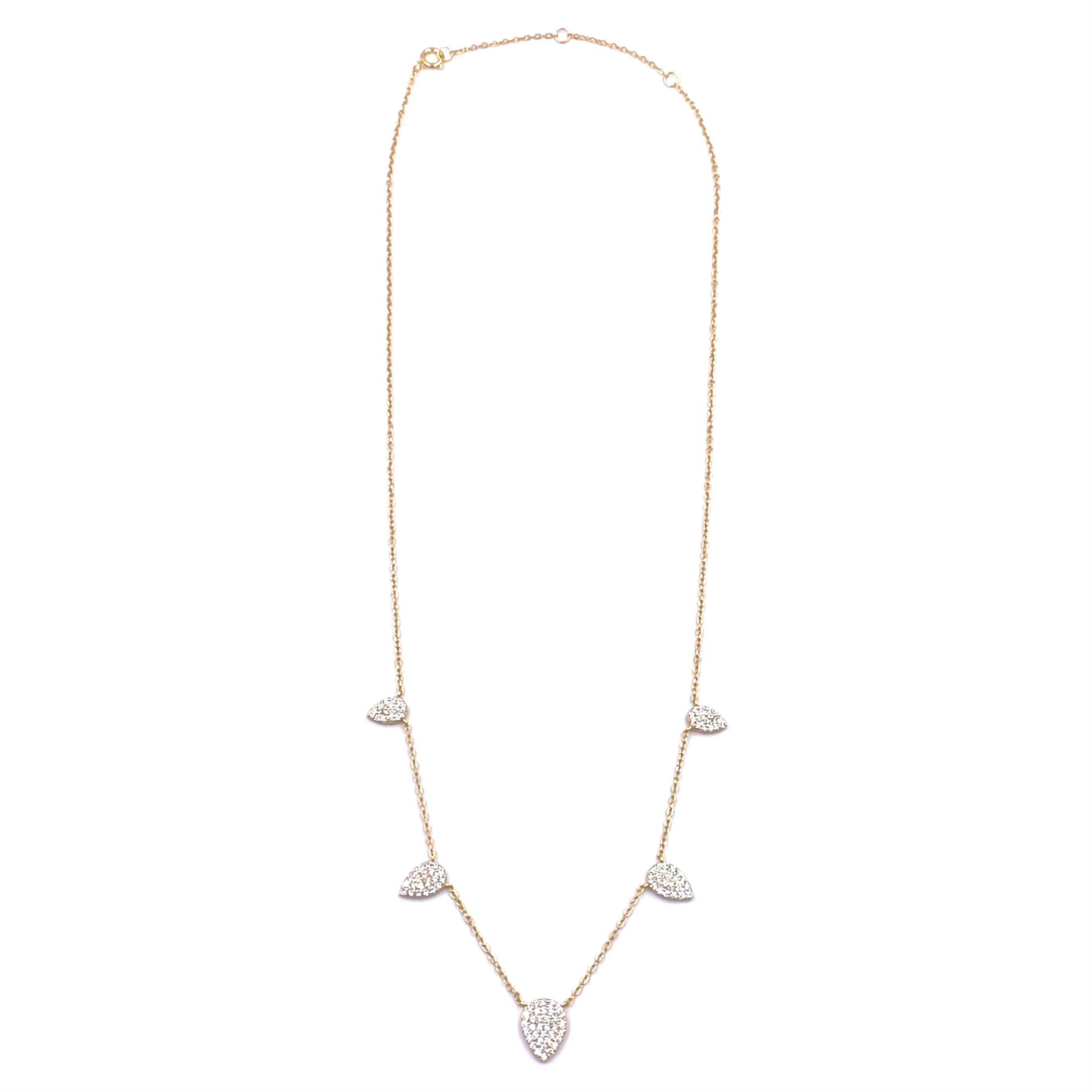 Sterling Silver Gold Plated 5 CZ Spike Necklace for Women - Elegant Layered Jewelry for Party, Wedding & Everyday Wear