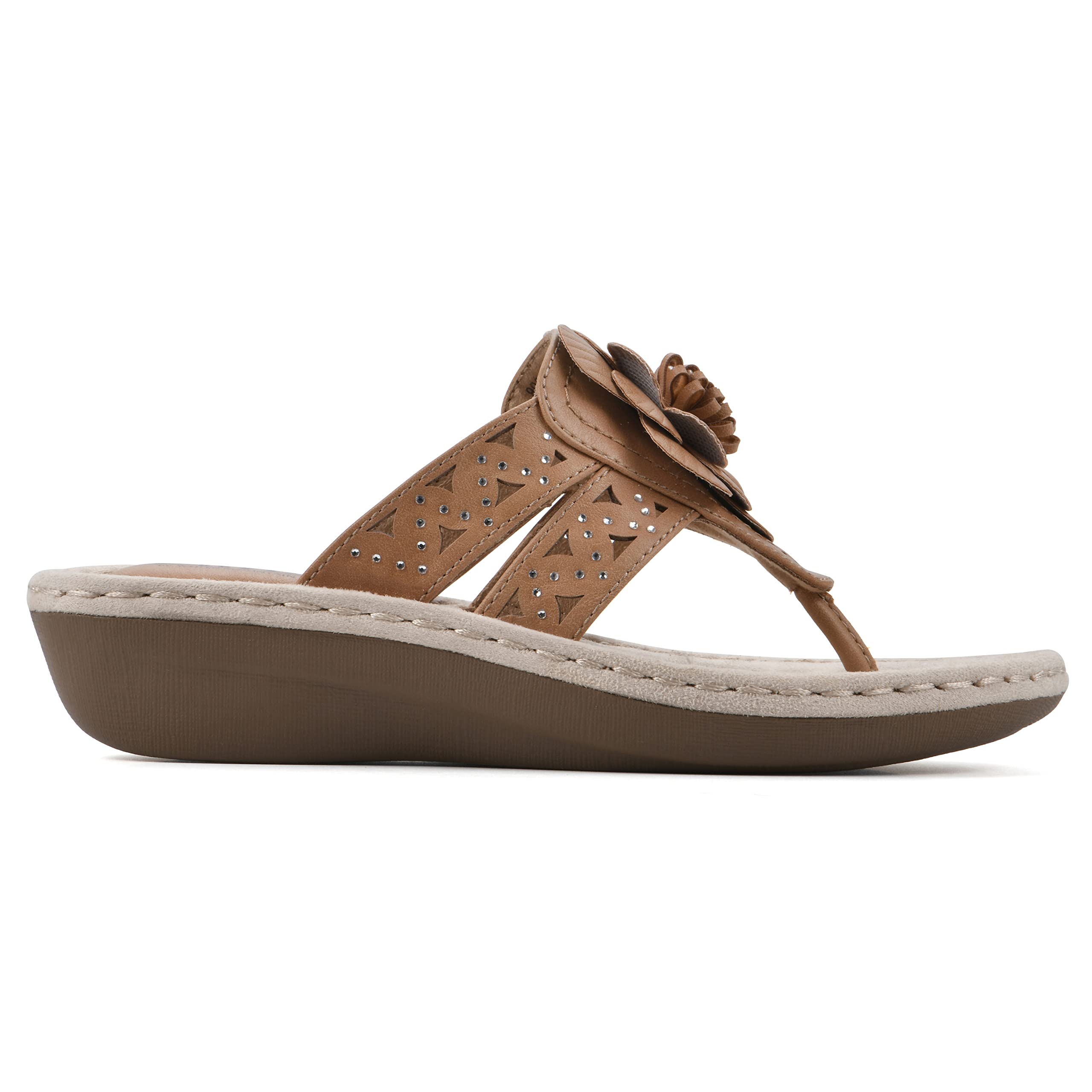 White Mountain Women's Cynthia Wedge Sandal - Comfortable Summer Shoes for Walking